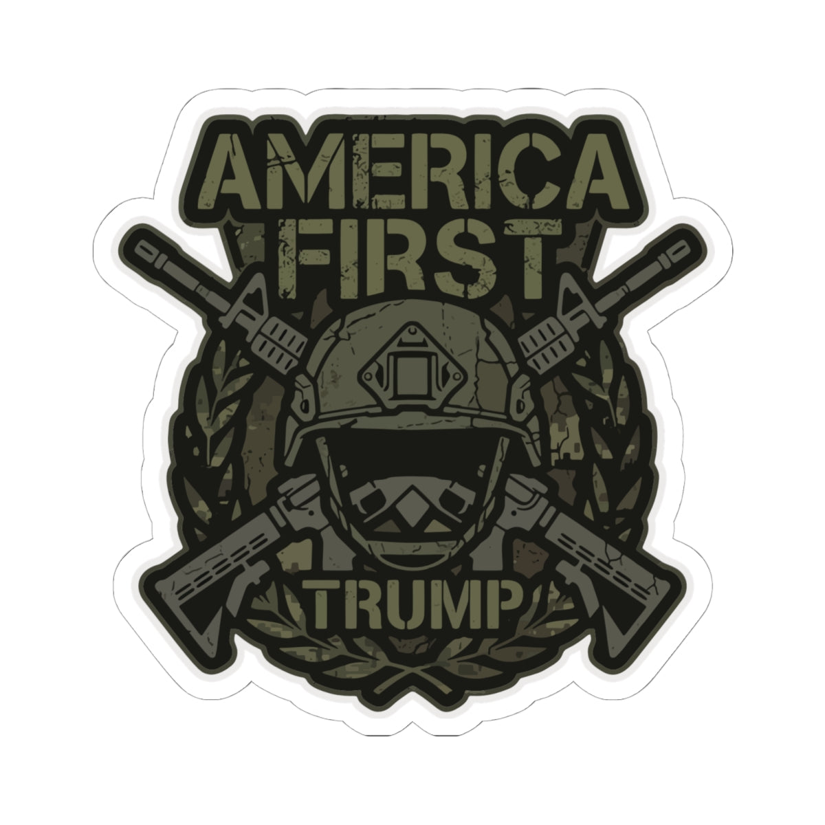America First Trump Military-Style Kiss-Cut Sticker