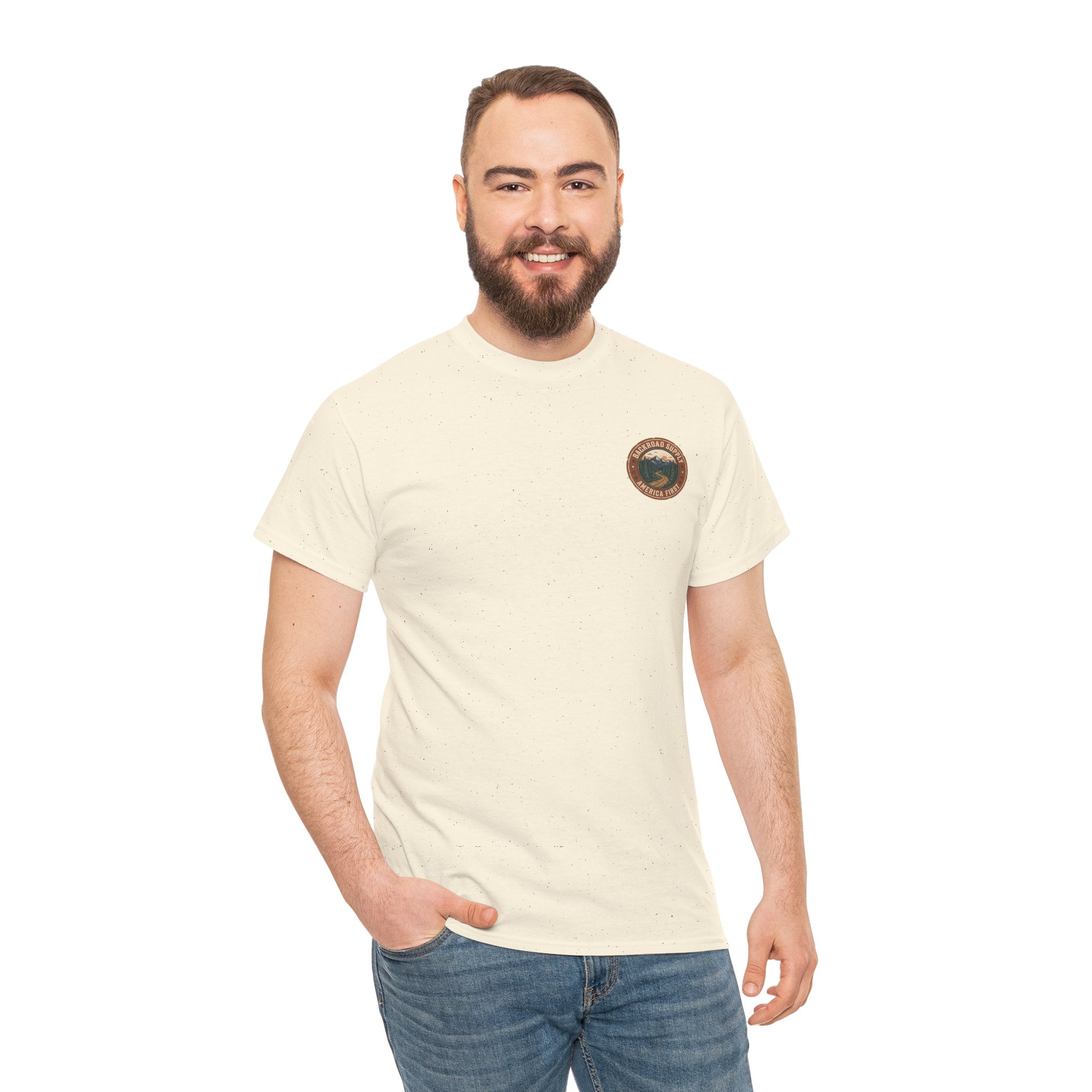 Backroad Supply 'America First' Graphic Tee — Vintage Mountain Road T-Shirt