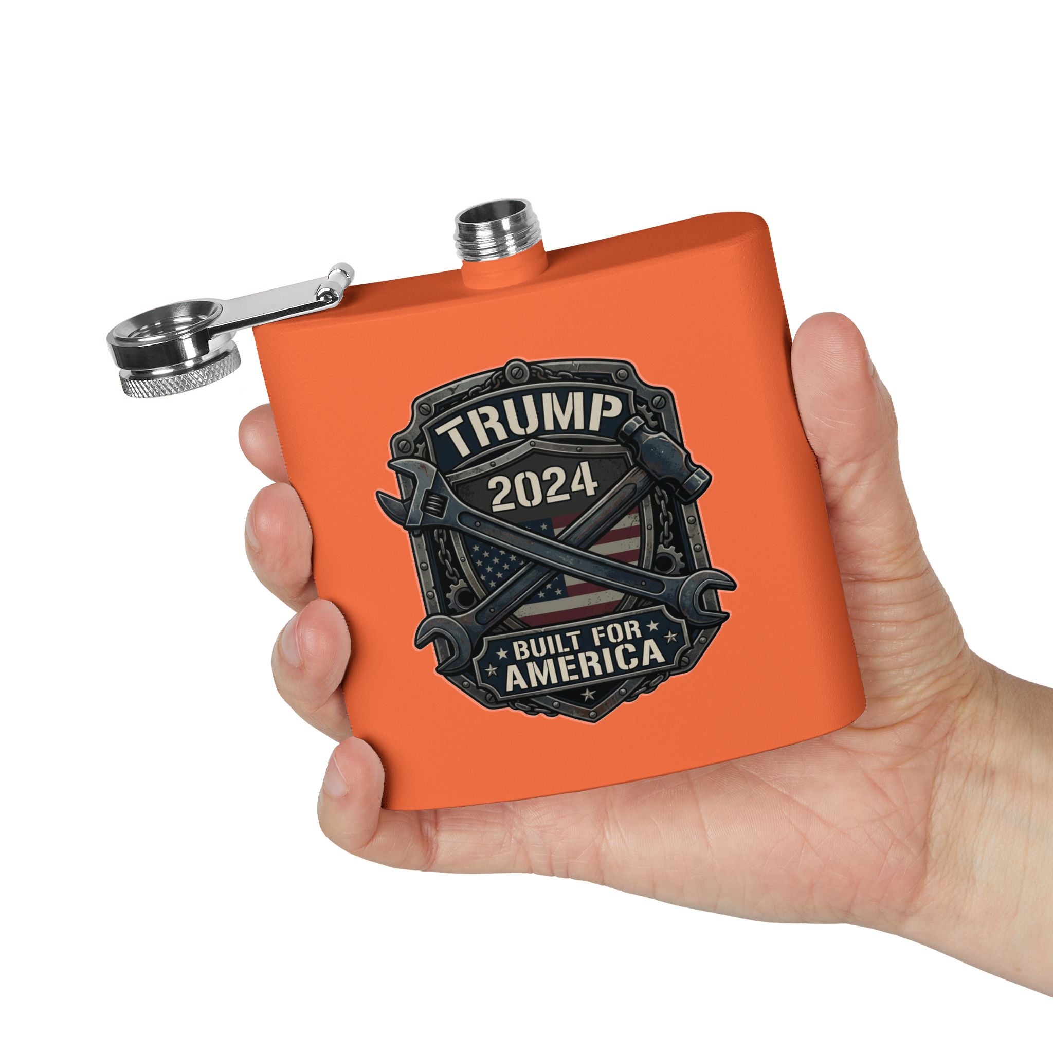 2024 Patriotic Campaign Flask — "Built For America" Stainless Steel 6oz