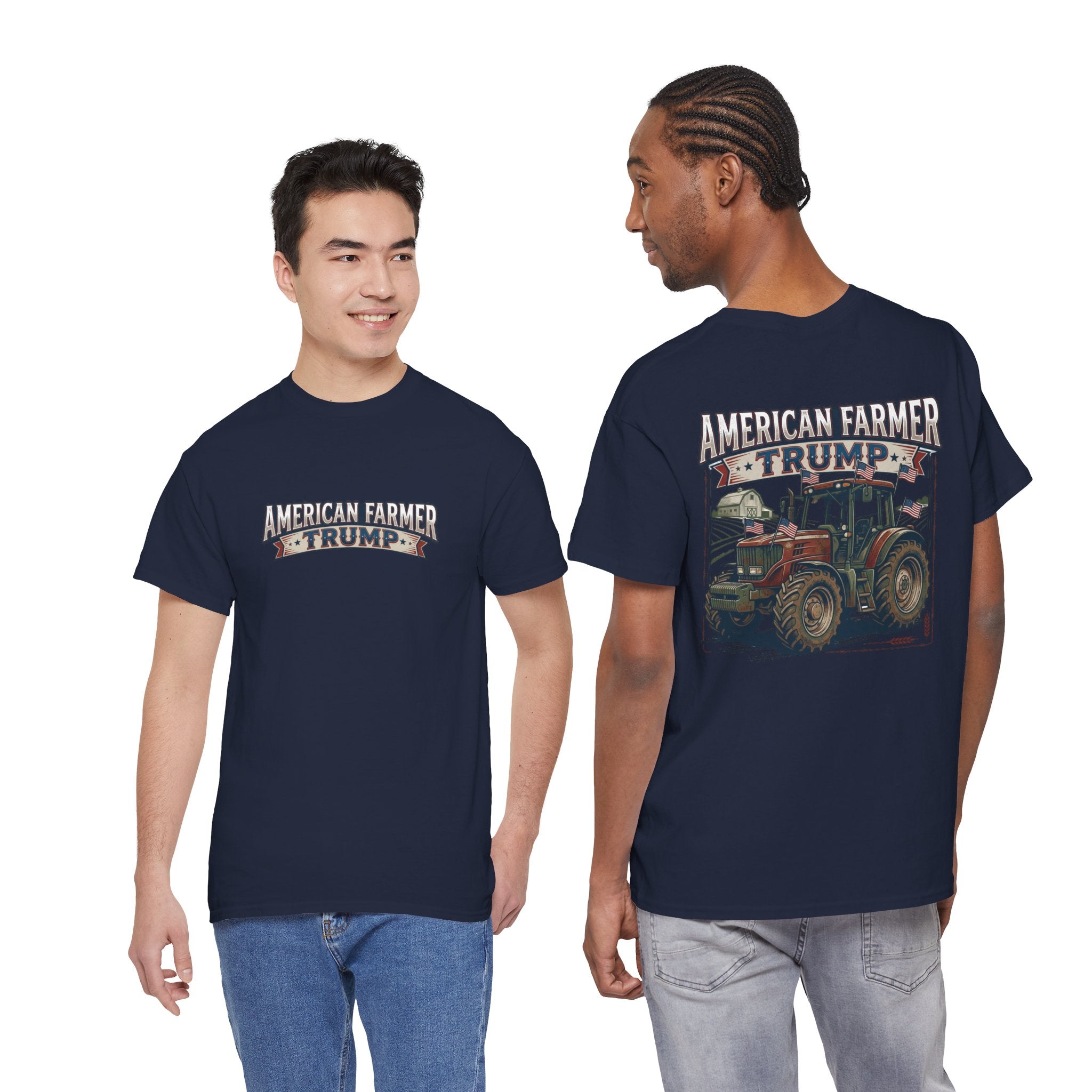American Farmer Trump T-Shirt – Patriotic Tractor Graphic Tee