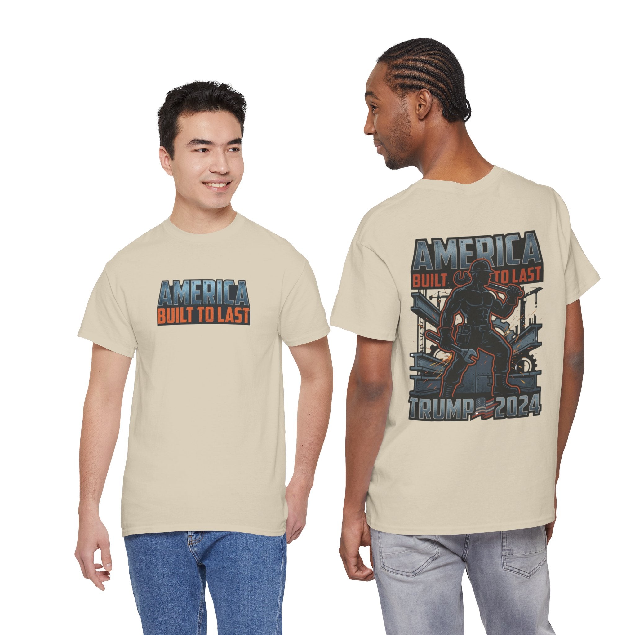 America Built to Last Tee — Trump 2024 Patriotic Graphic T-Shirt