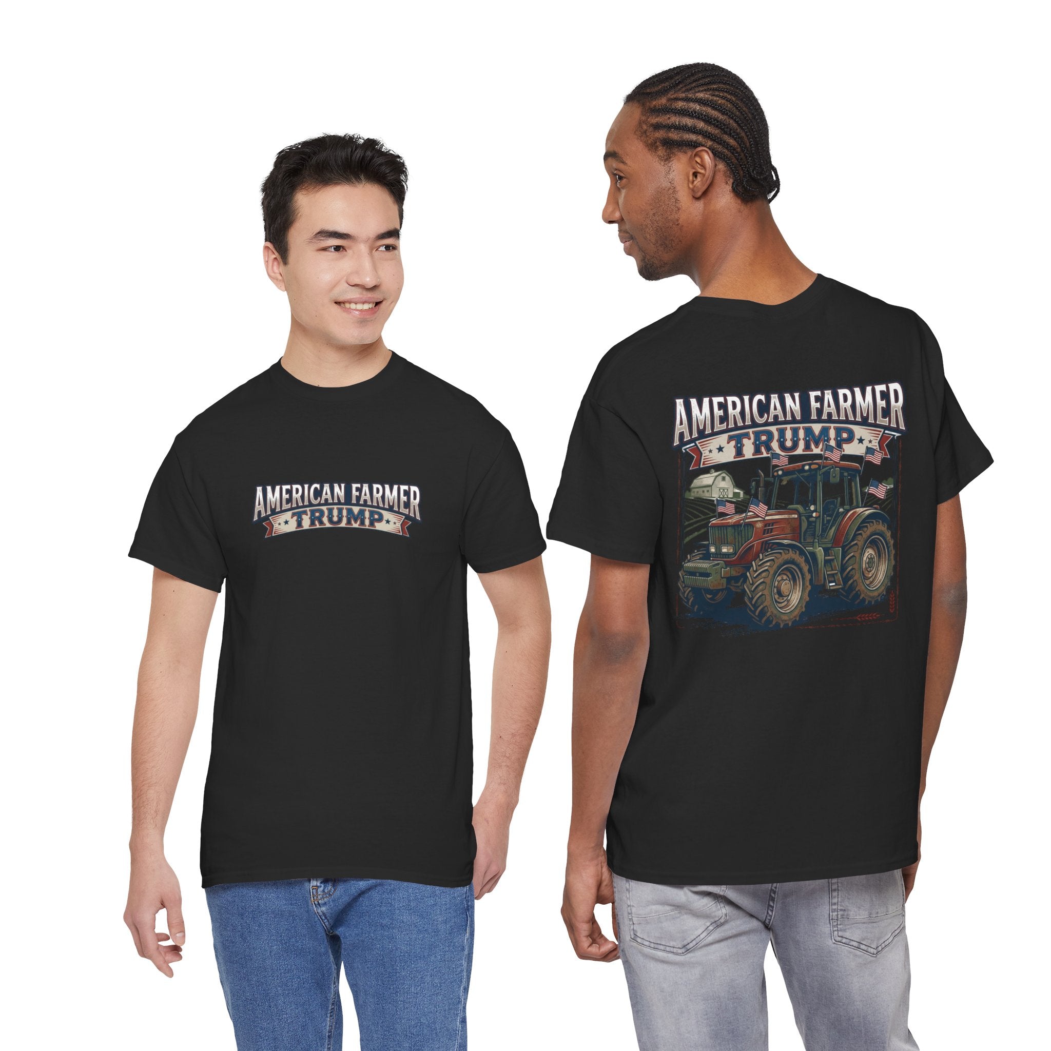 American Farmer Trump T-Shirt – Patriotic Tractor Graphic Tee