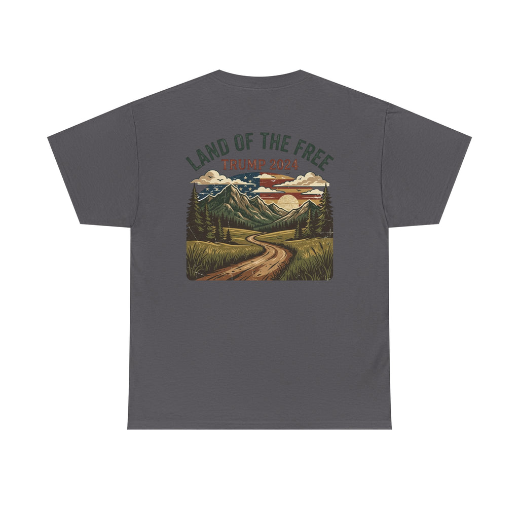 Land of the Free Graphic Tee – Vintage Mountain Campaign Design