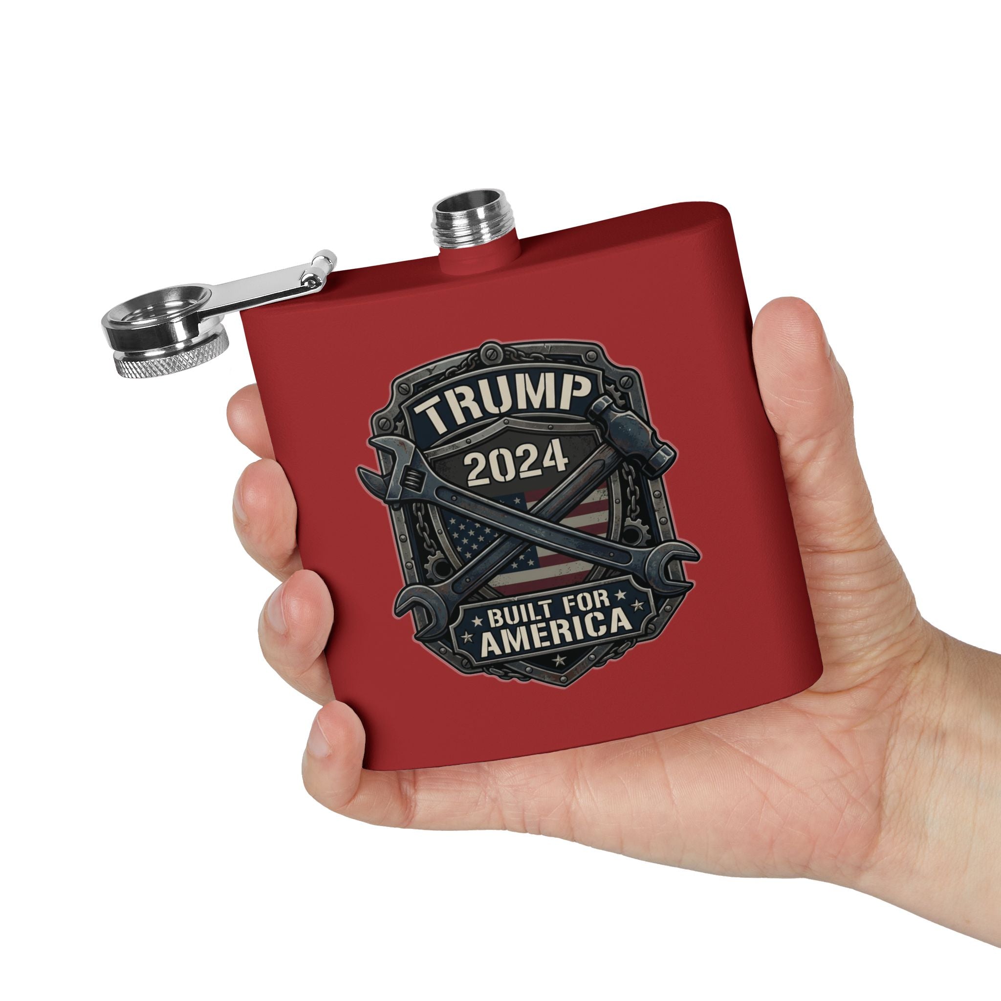 2024 Patriotic Campaign Flask — "Built For America" Stainless Steel 6oz