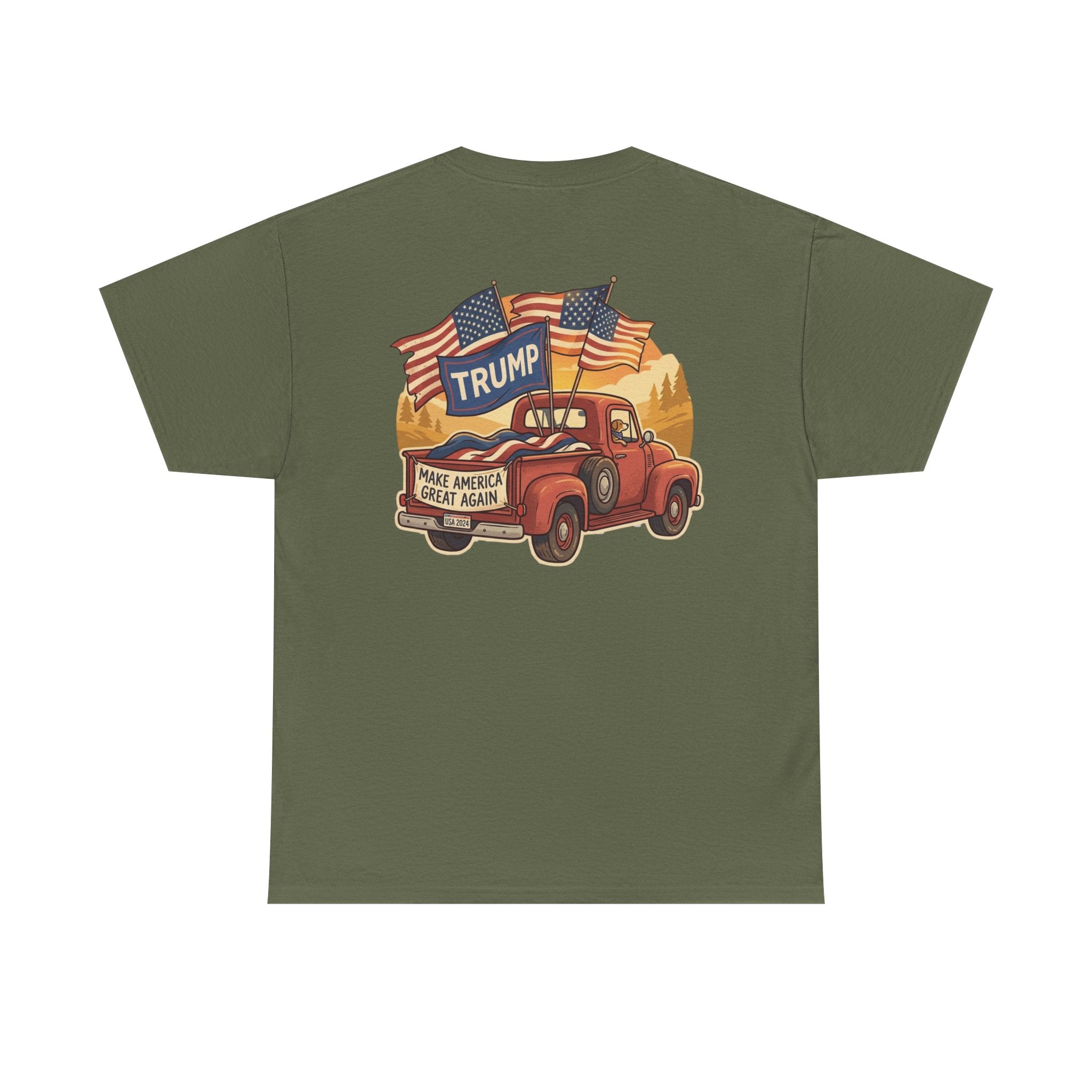 Trump Vintage Truck T-Shirt – Make America Great Again Flag Tee