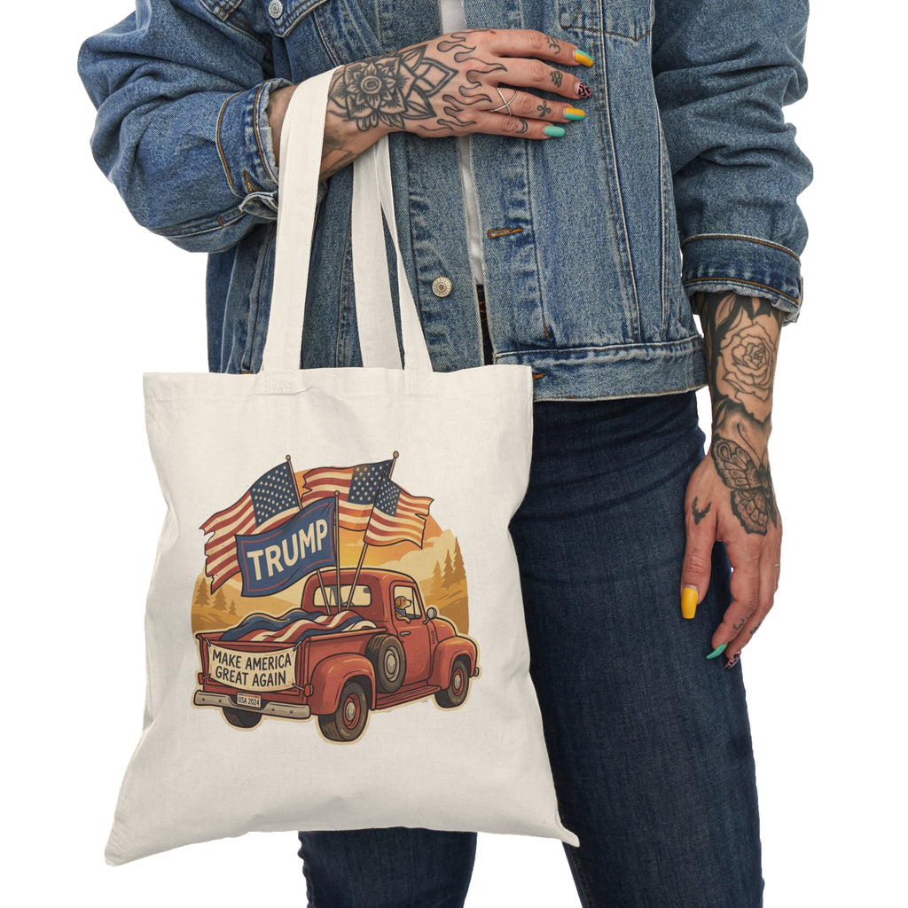 Patriotic Truck Tote Bag — Make America Great Again Flag Design