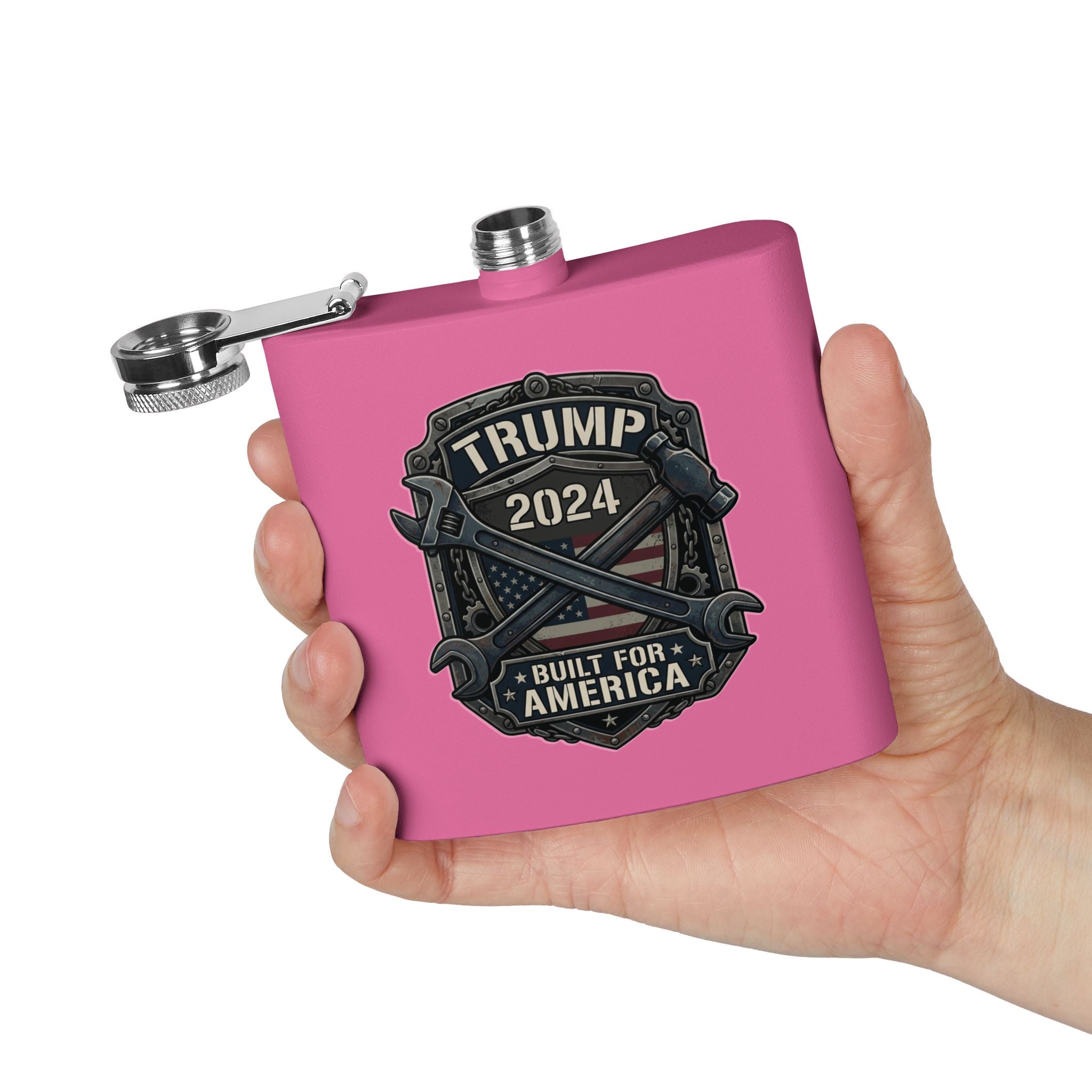 2024 Patriotic Campaign Flask — "Built For America" Stainless Steel 6oz