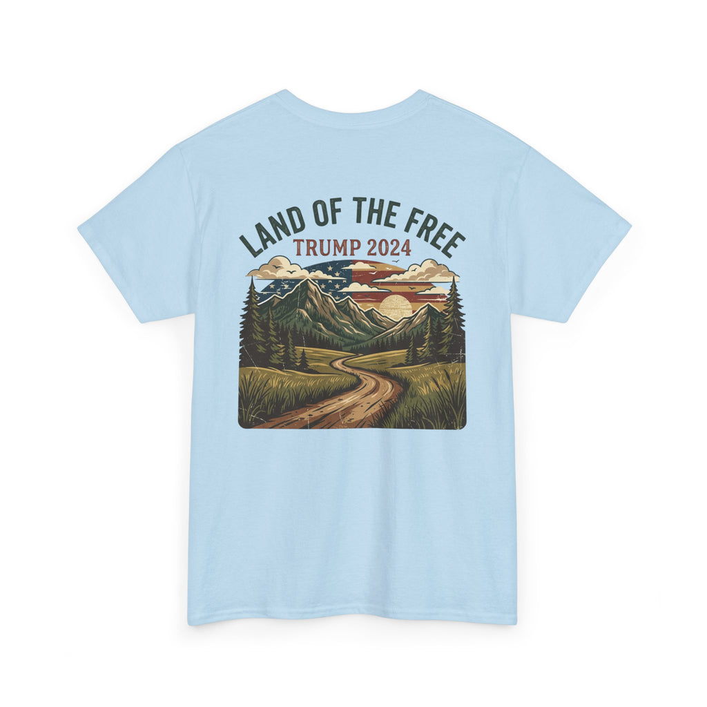 Land of the Free Graphic Tee – Vintage Mountain Campaign Design