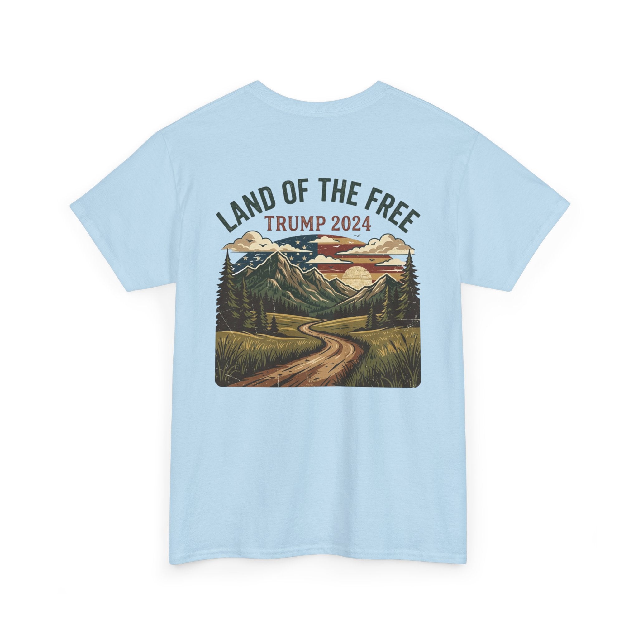 Land of the Free Graphic Tee – Vintage Mountain Campaign Design
