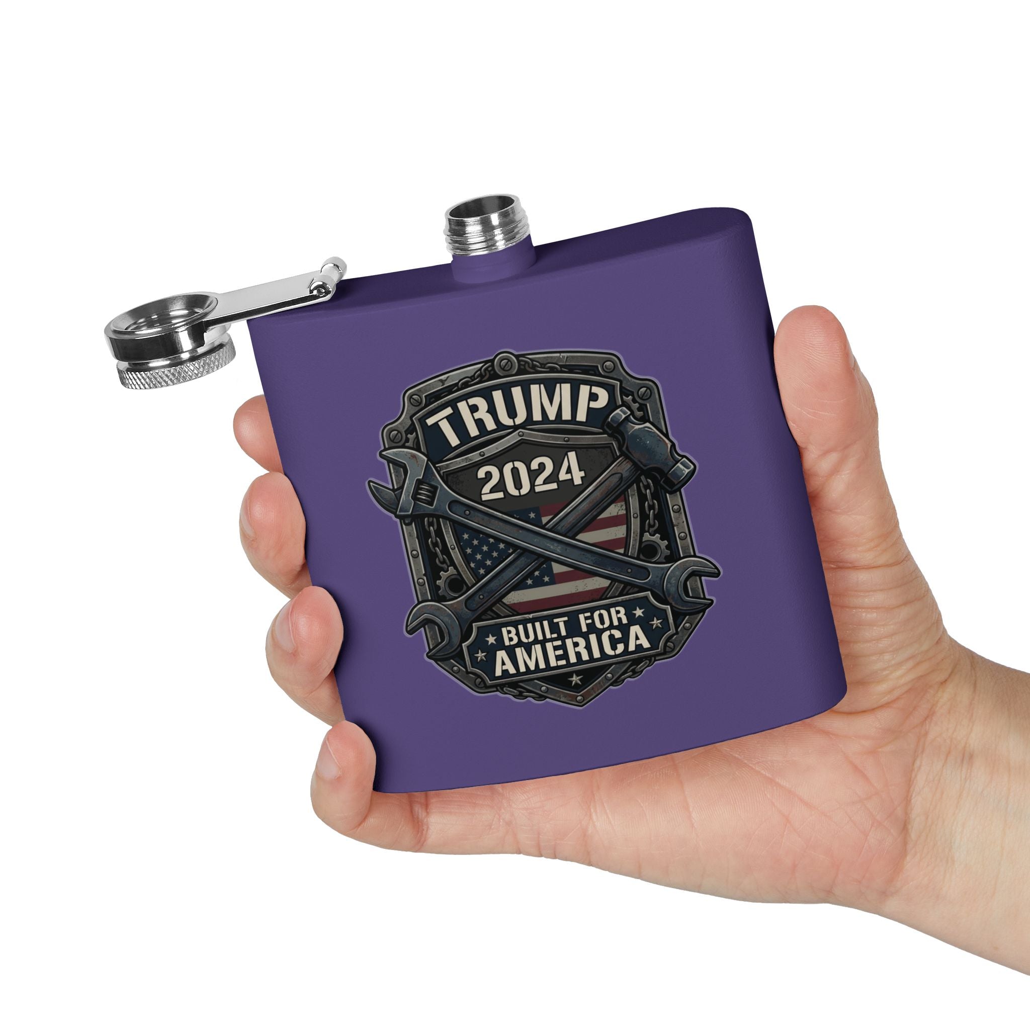 2024 Patriotic Campaign Flask — "Built For America" Stainless Steel 6oz