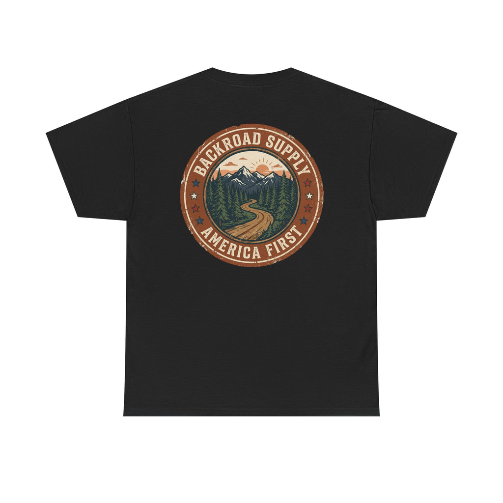 Backroad Supply 'America First' Graphic Tee — Vintage Mountain Road T-Shirt