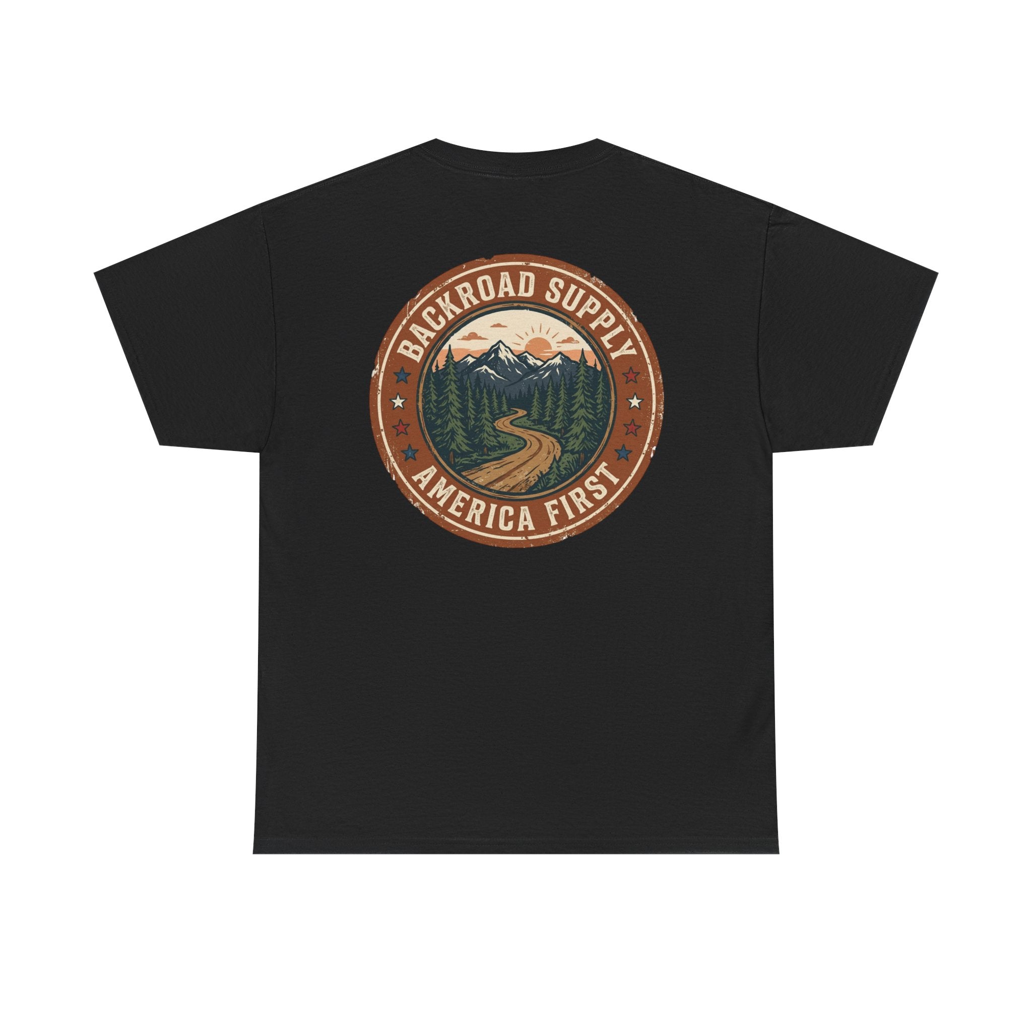 Backroad Supply 'America First' Graphic Tee — Vintage Mountain Road T-Shirt