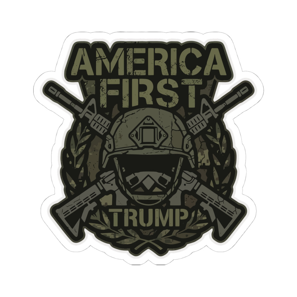 America First Trump Military-Style Kiss-Cut Sticker