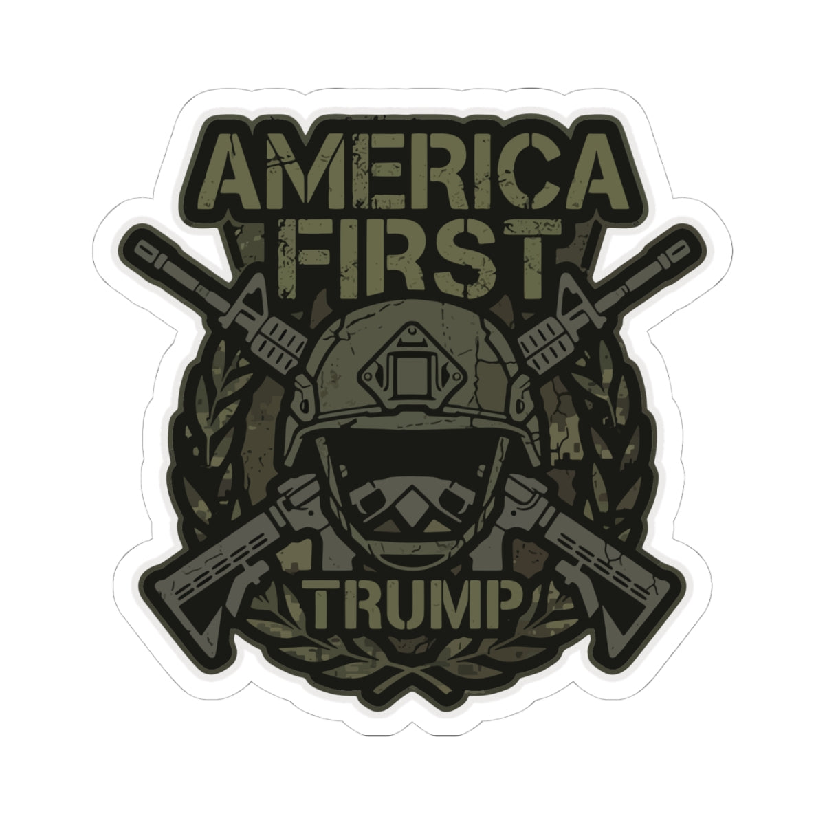 America First Trump Military-Style Kiss-Cut Sticker