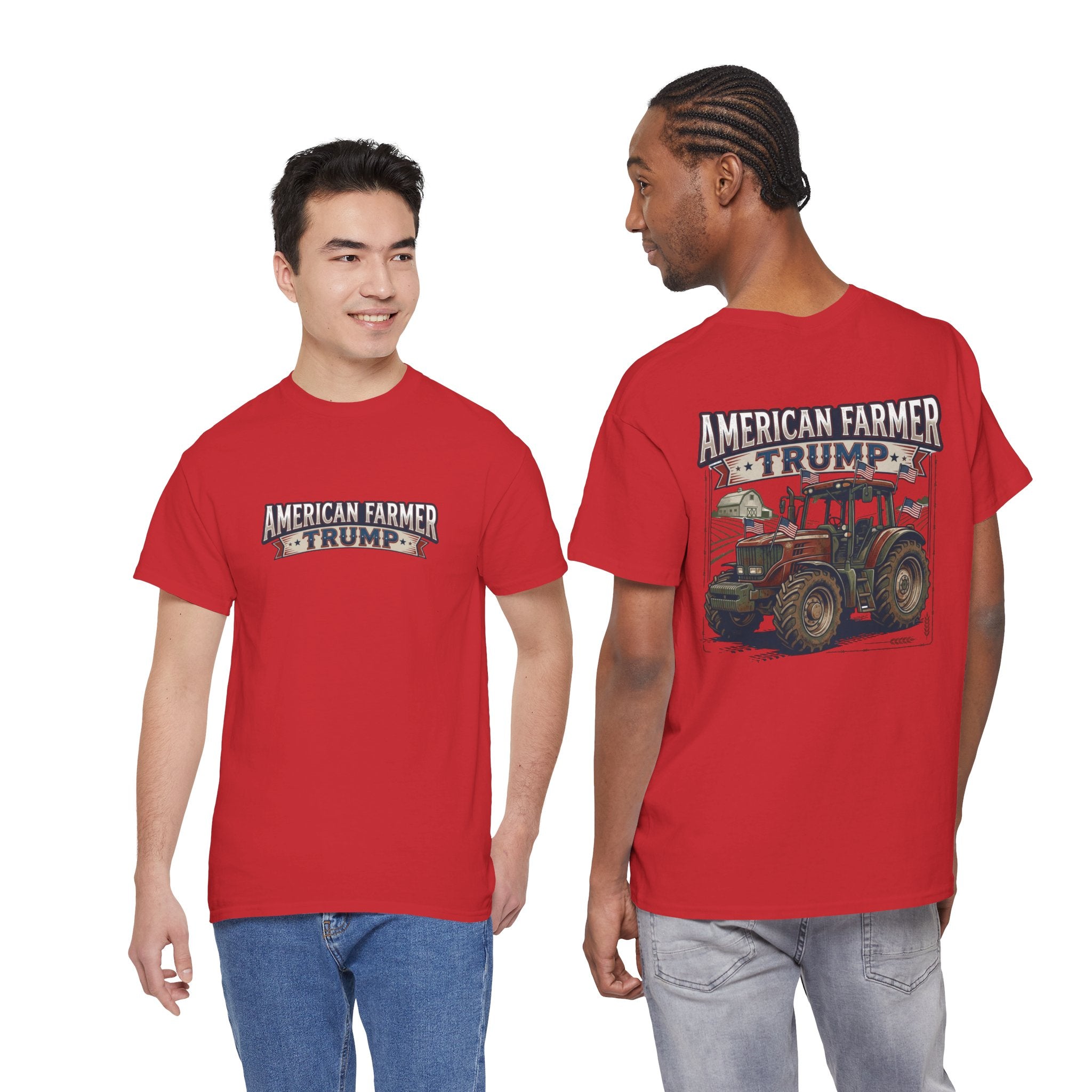 American Farmer Trump T-Shirt – Patriotic Tractor Graphic Tee