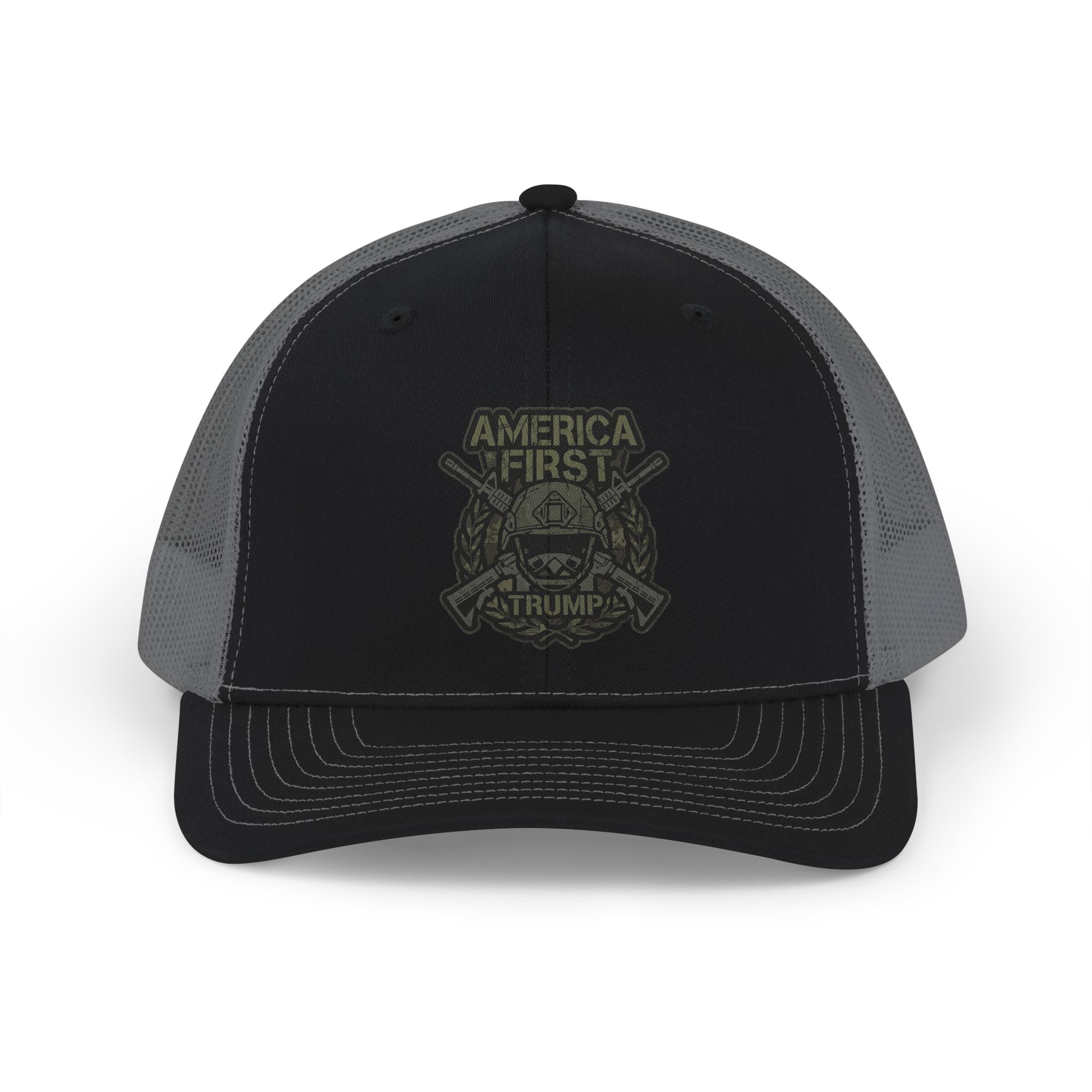America First Trucker Cap – Patriotic 'America First' Mesh Snapback