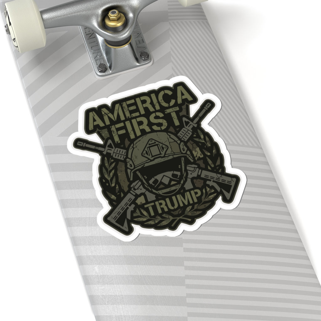 America First Trump Military-Style Kiss-Cut Sticker