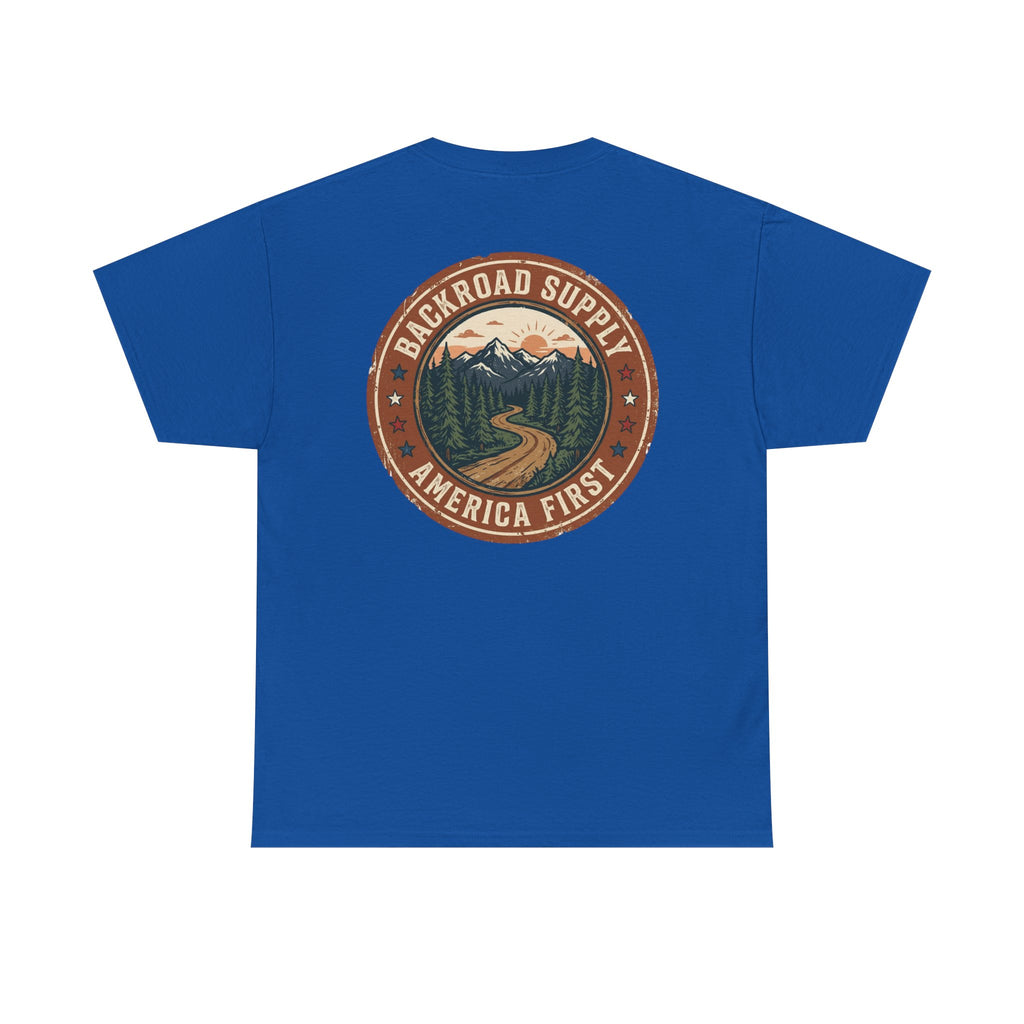 Backroad Supply 'America First' Graphic Tee — Vintage Mountain Road T-Shirt