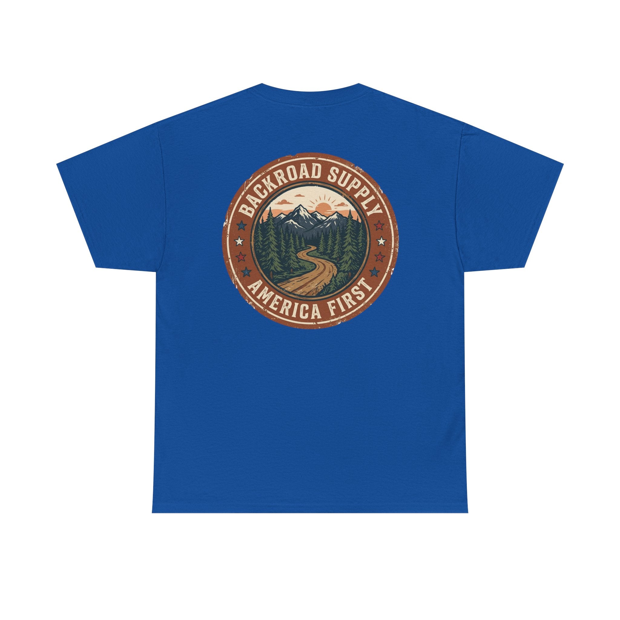 Backroad Supply 'America First' Graphic Tee — Vintage Mountain Road T-Shirt