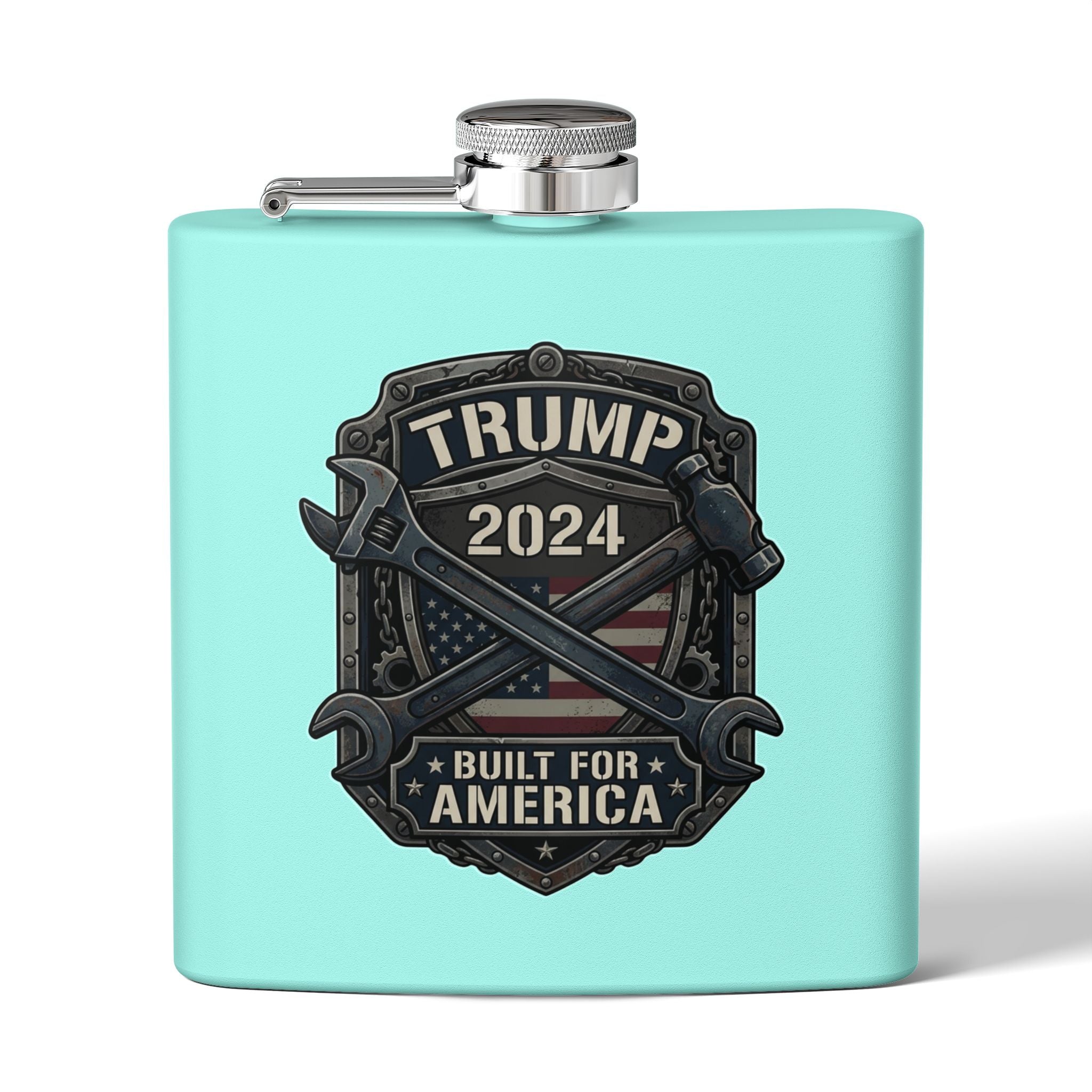 2024 Patriotic Campaign Flask — "Built For America" Stainless Steel 6oz