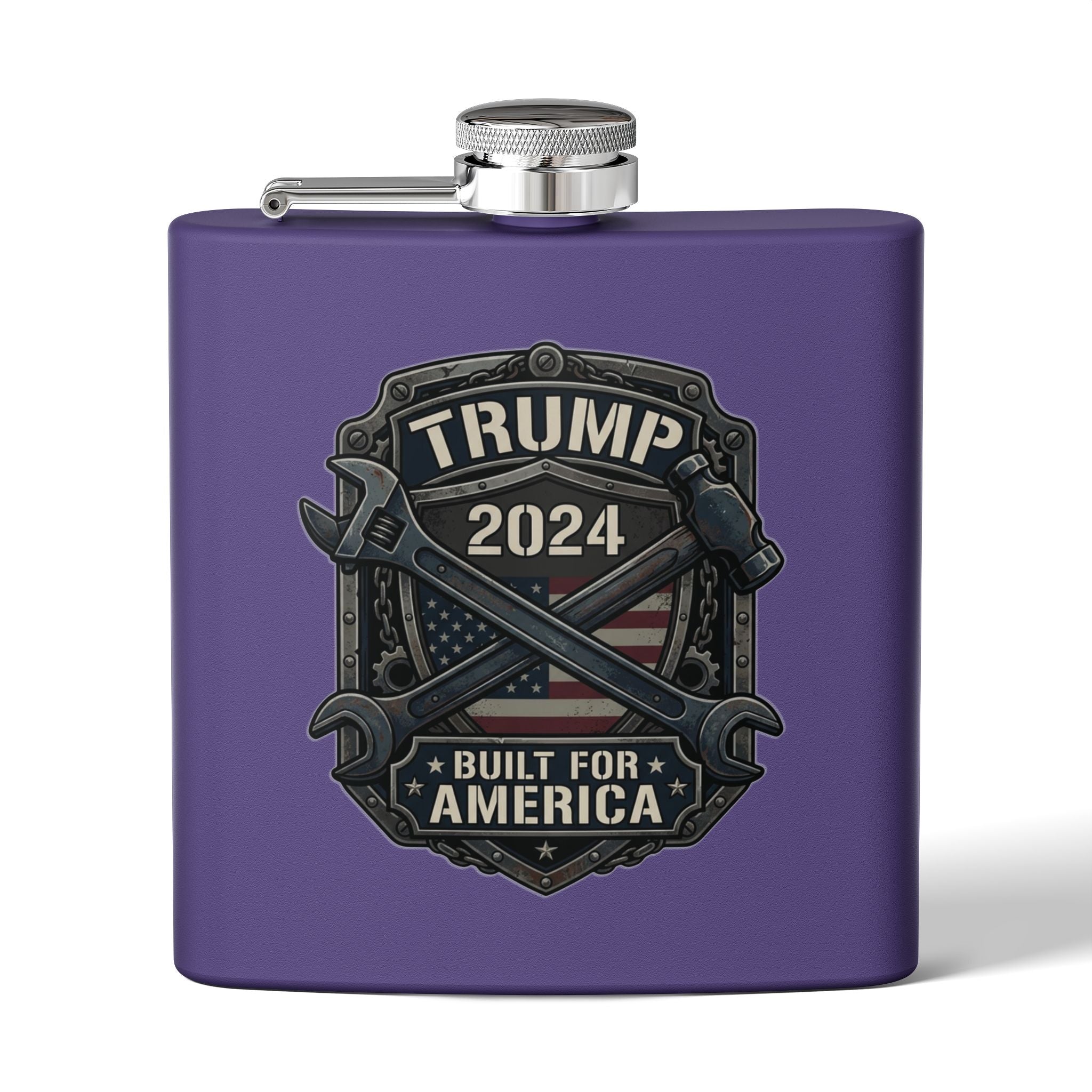 2024 Patriotic Campaign Flask — "Built For America" Stainless Steel 6oz