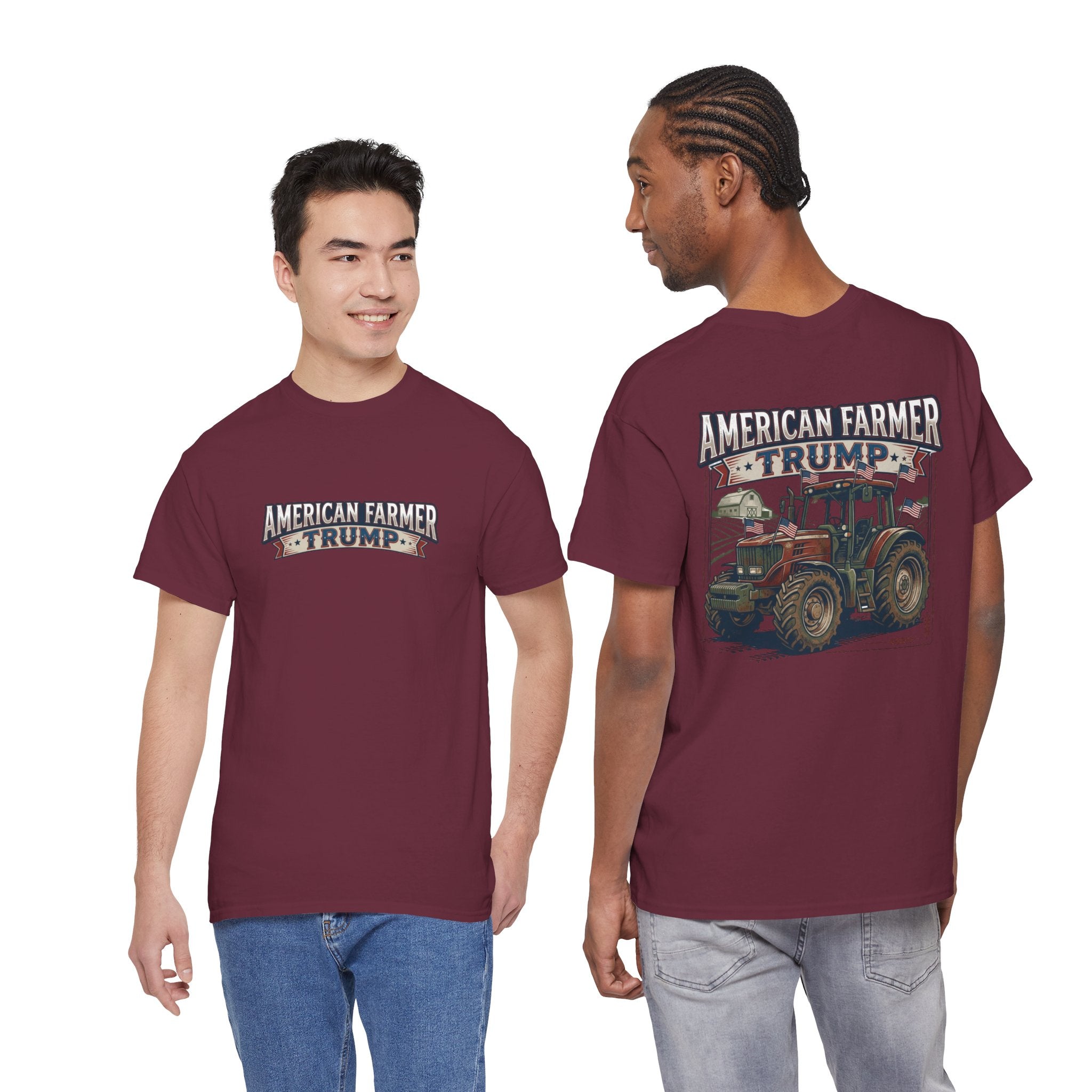 American Farmer Trump T-Shirt – Patriotic Tractor Graphic Tee