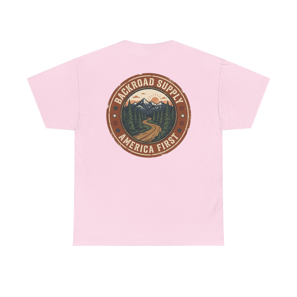 Backroad Supply 'America First' Graphic Tee — Vintage Mountain Road T-Shirt