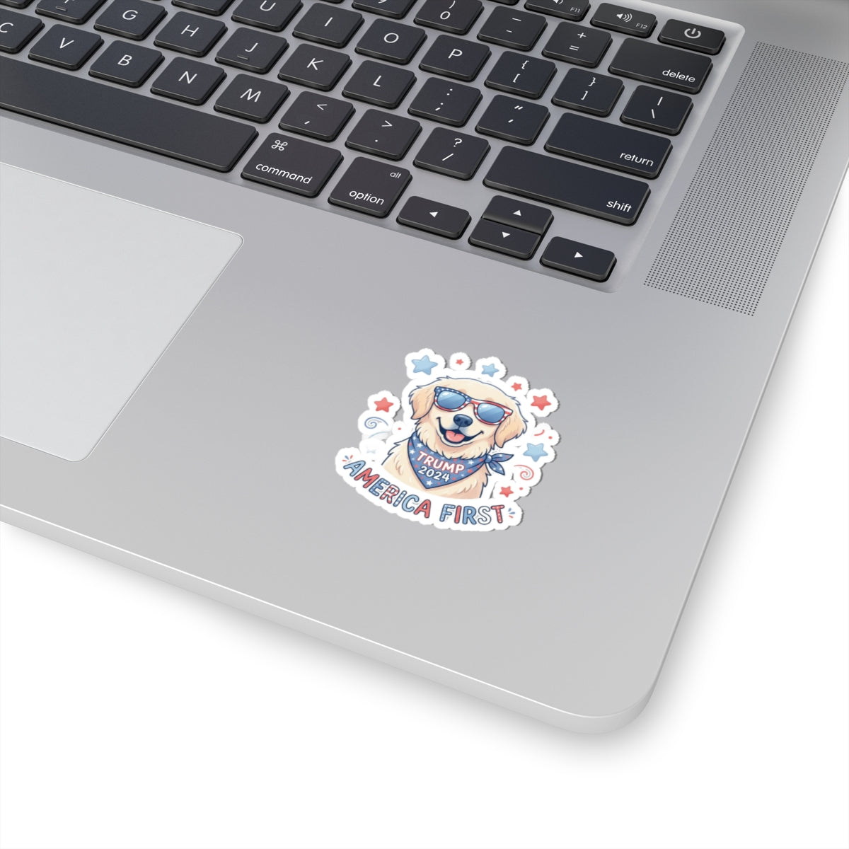 Kiss-Cut Sticker — Patriotic Dog "America First" (Trump 2024)