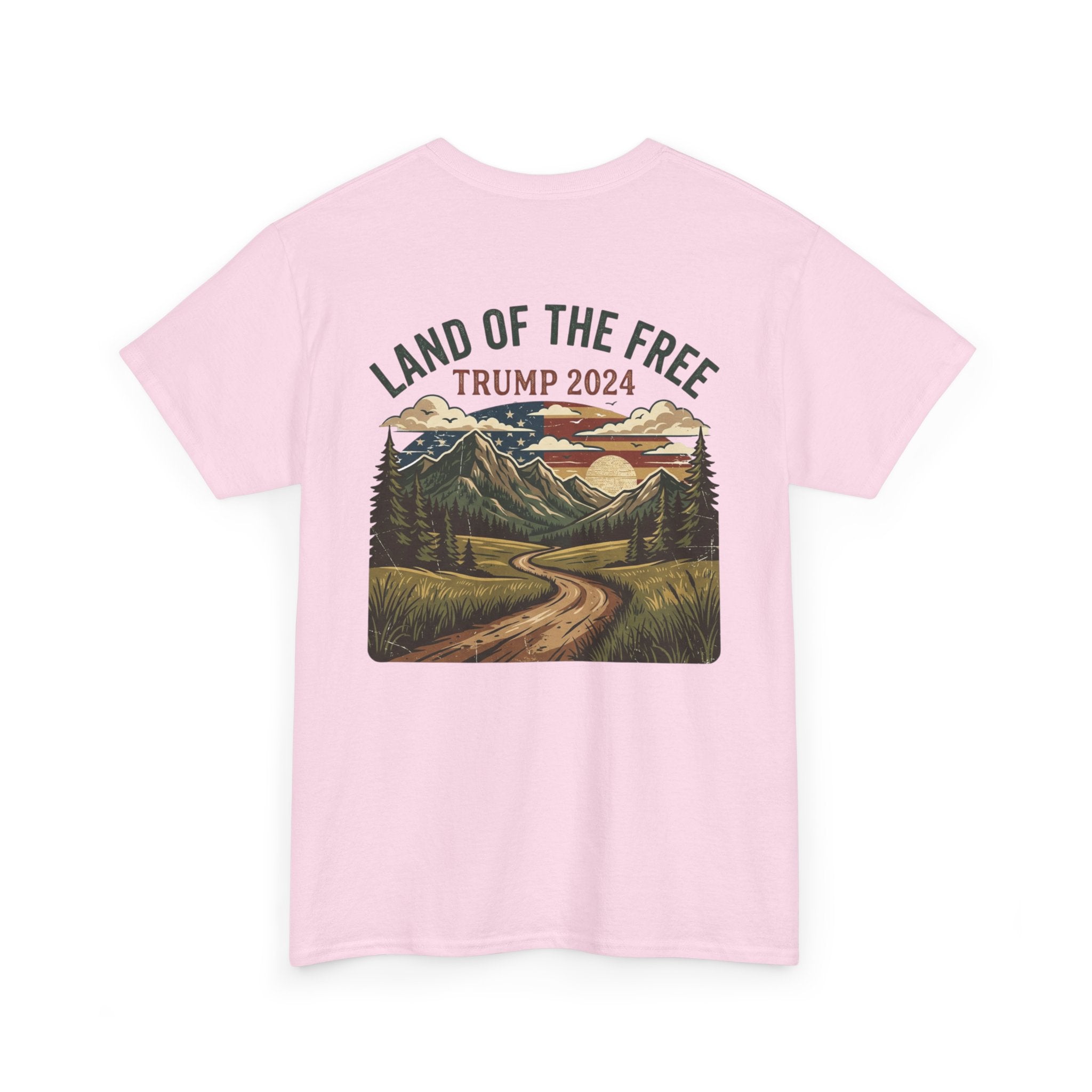 Land of the Free Graphic Tee – Vintage Mountain Campaign Design