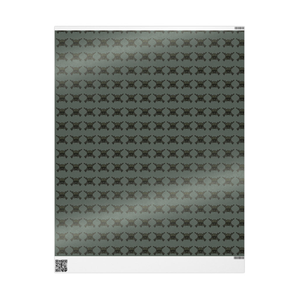 Wrapping Paper - Olive Green Viking Helmet Pattern Gift Wrap