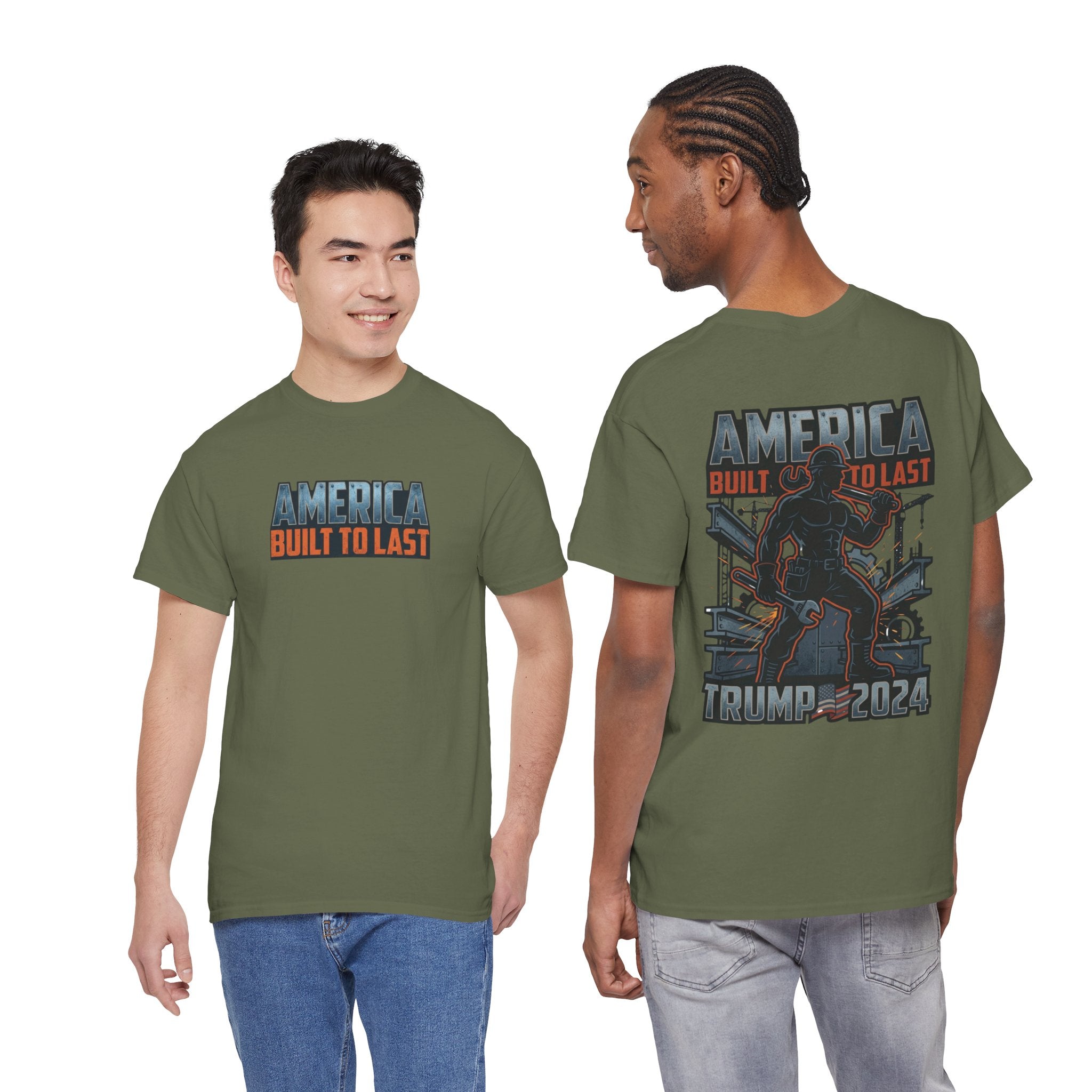 America Built to Last Tee — Trump 2024 Patriotic Graphic T-Shirt