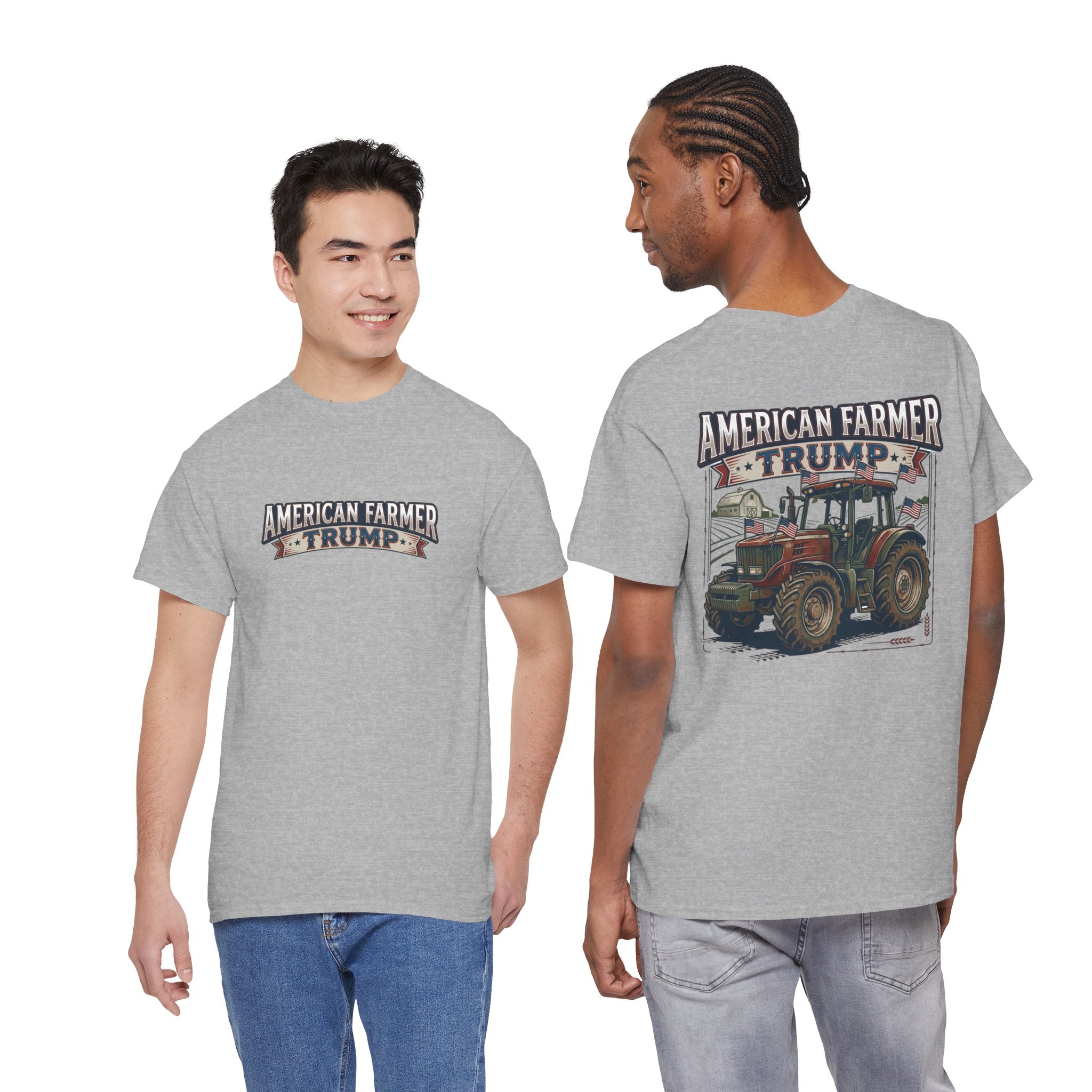 American Farmer Trump T-Shirt – Patriotic Tractor Graphic Tee