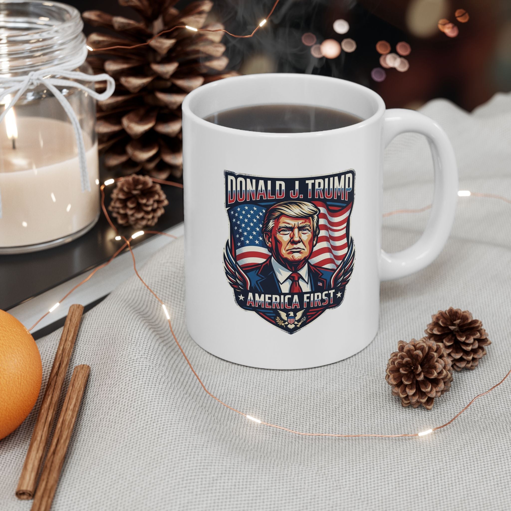 Patriotic Eagle Ceramic Mug – American Flag USA Pride Coffee Cup (11oz/15oz)