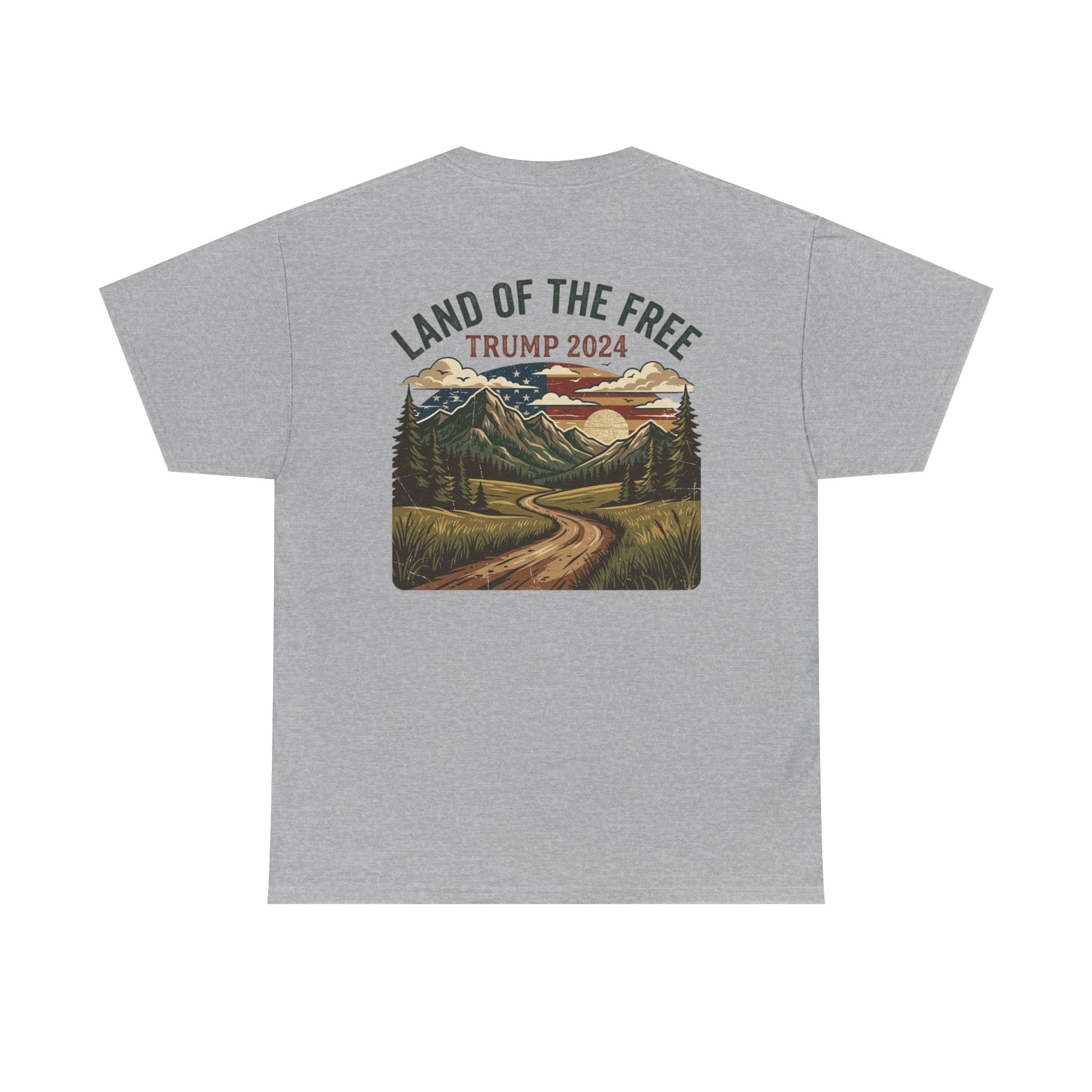 Land of the Free Graphic Tee – Vintage Mountain Campaign Design