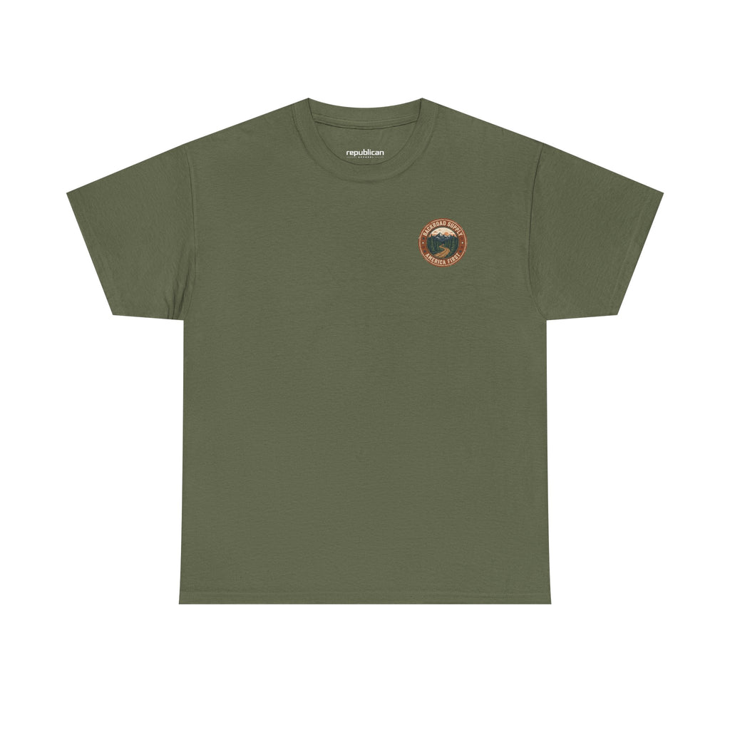 Backroad Supply 'America First' Graphic Tee — Vintage Mountain Road T-Shirt