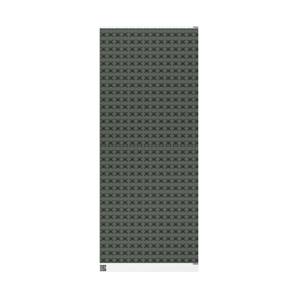 Wrapping Paper - Olive Green Viking Helmet Pattern Gift Wrap