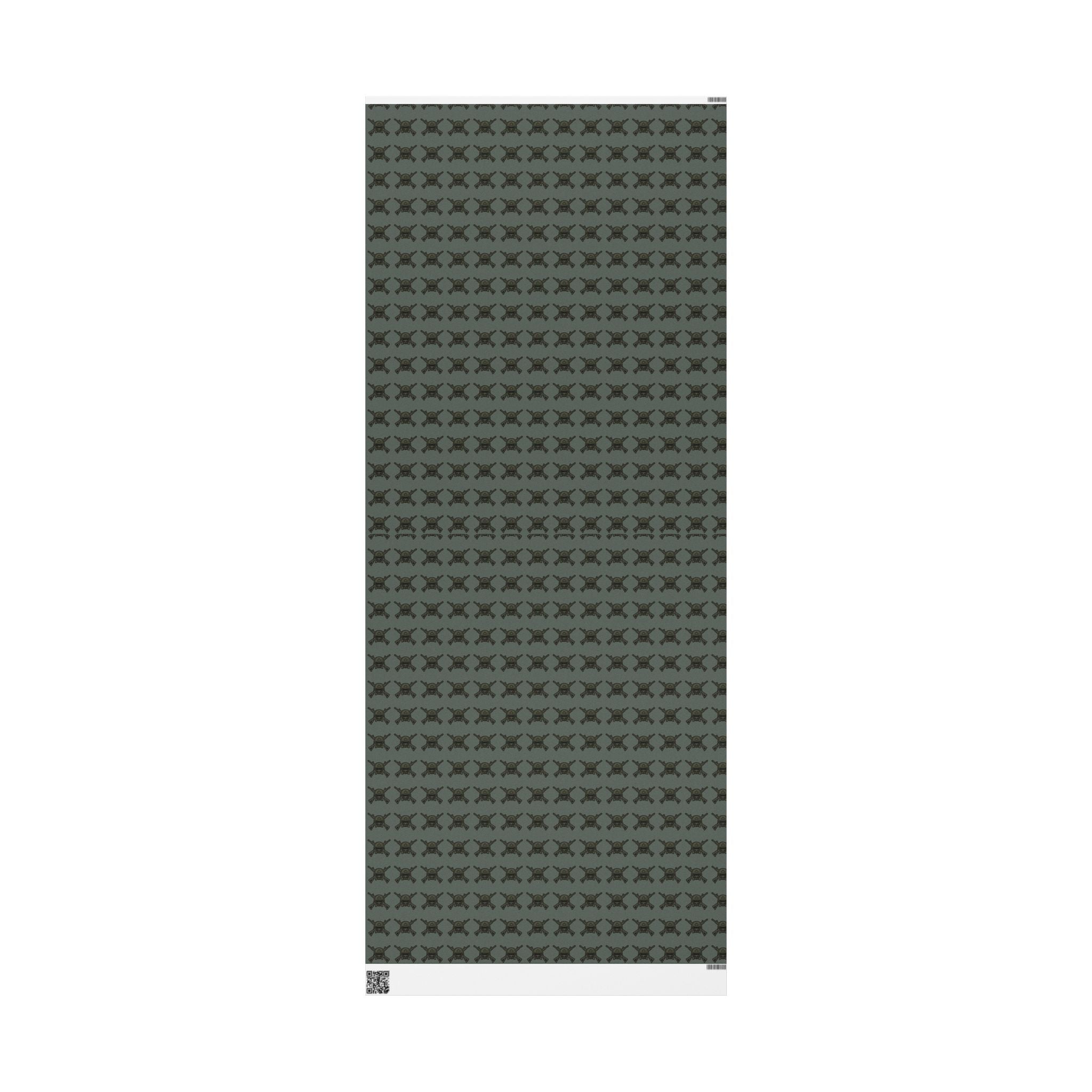 Wrapping Paper - Olive Green Viking Helmet Pattern Gift Wrap