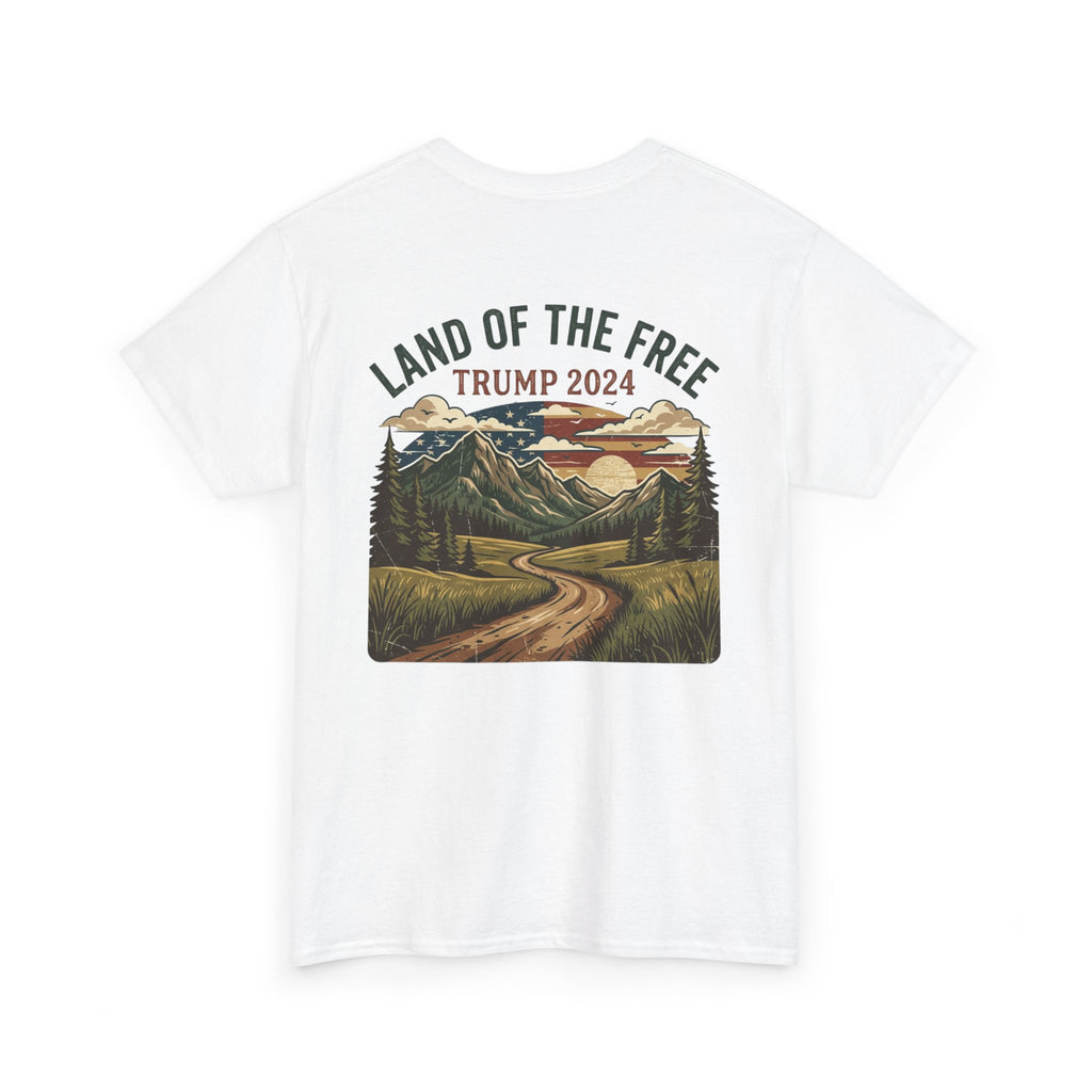 Land of the Free Graphic Tee – Vintage Mountain Campaign Design