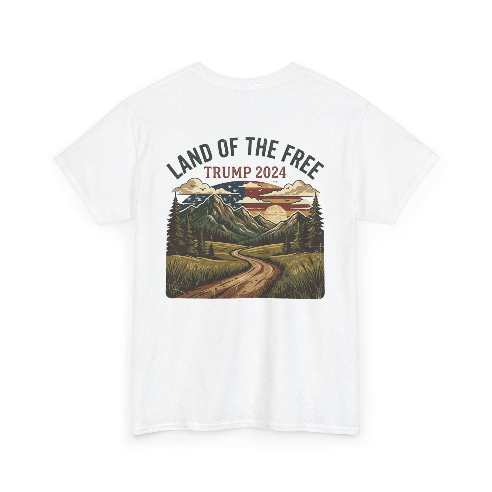 Land of the Free Graphic Tee – Vintage Mountain Campaign Design