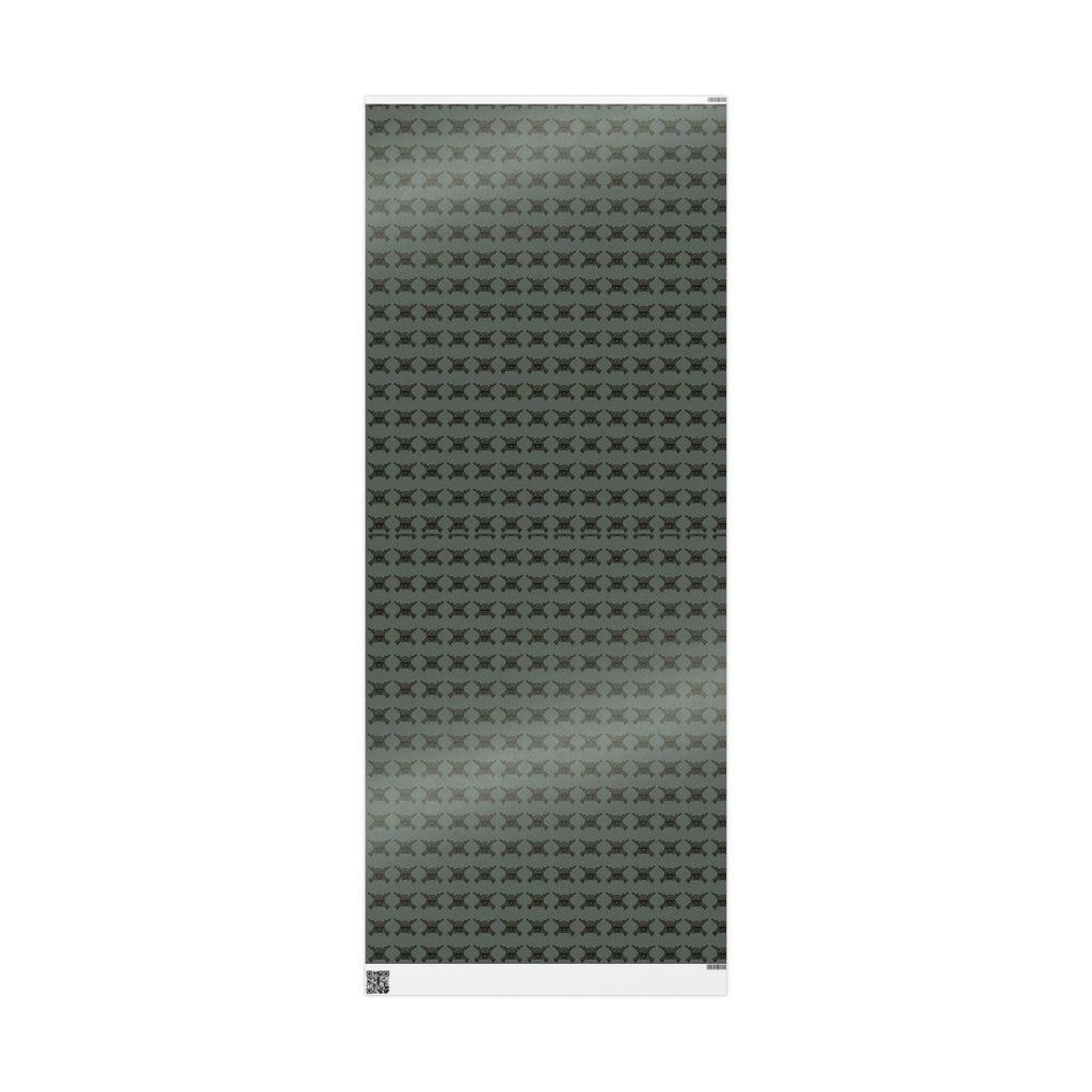 Wrapping Paper - Olive Green Viking Helmet Pattern Gift Wrap