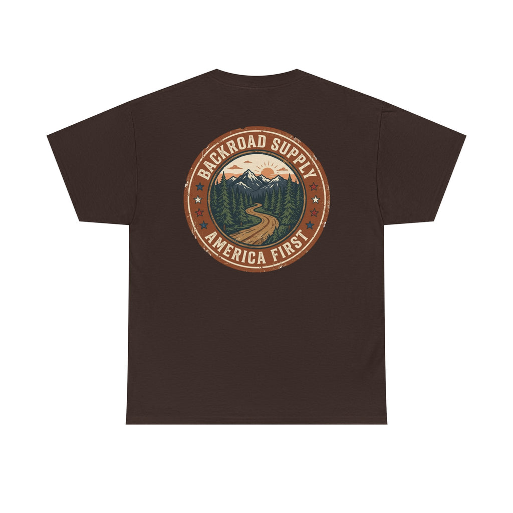 Backroad Supply 'America First' Graphic Tee — Vintage Mountain Road T-Shirt