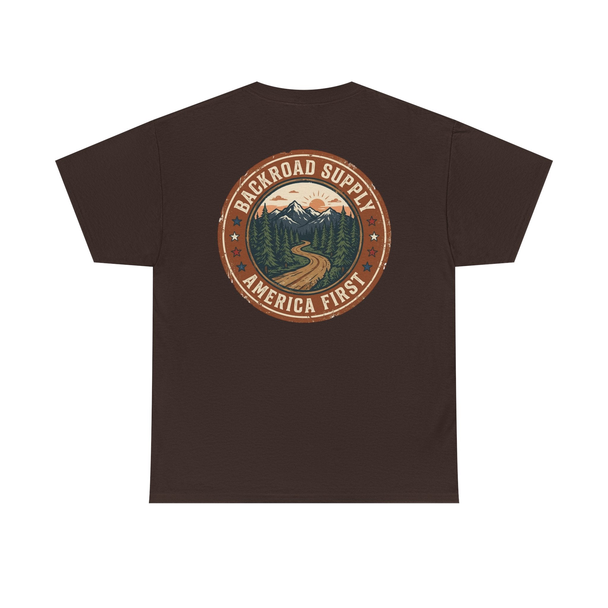 Backroad Supply 'America First' Graphic Tee — Vintage Mountain Road T-Shirt