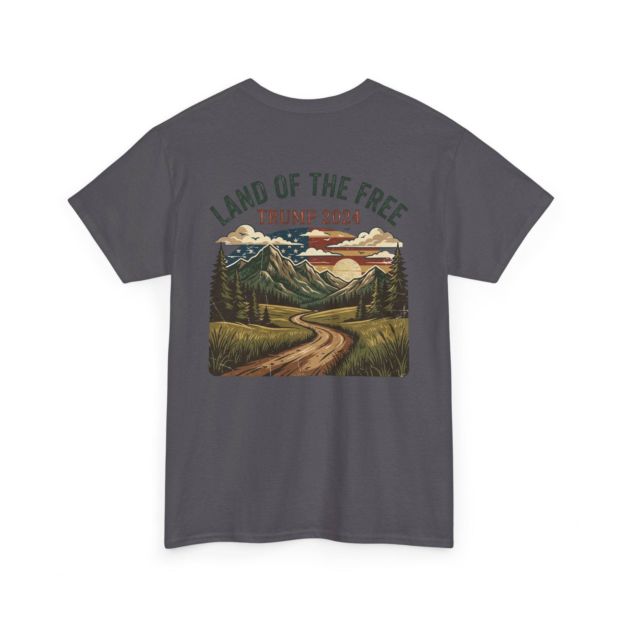 Land of the Free Graphic Tee – Vintage Mountain Campaign Design