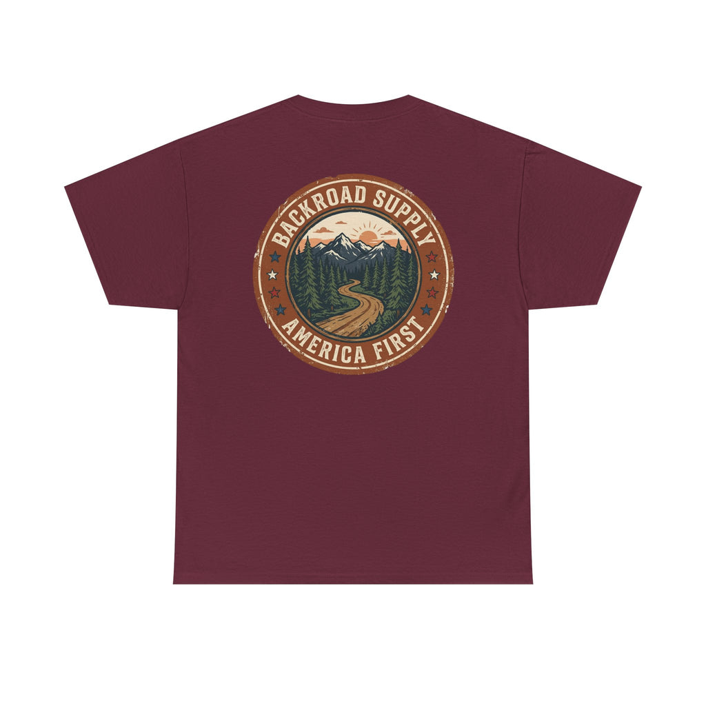 Backroad Supply 'America First' Graphic Tee — Vintage Mountain Road T-Shirt