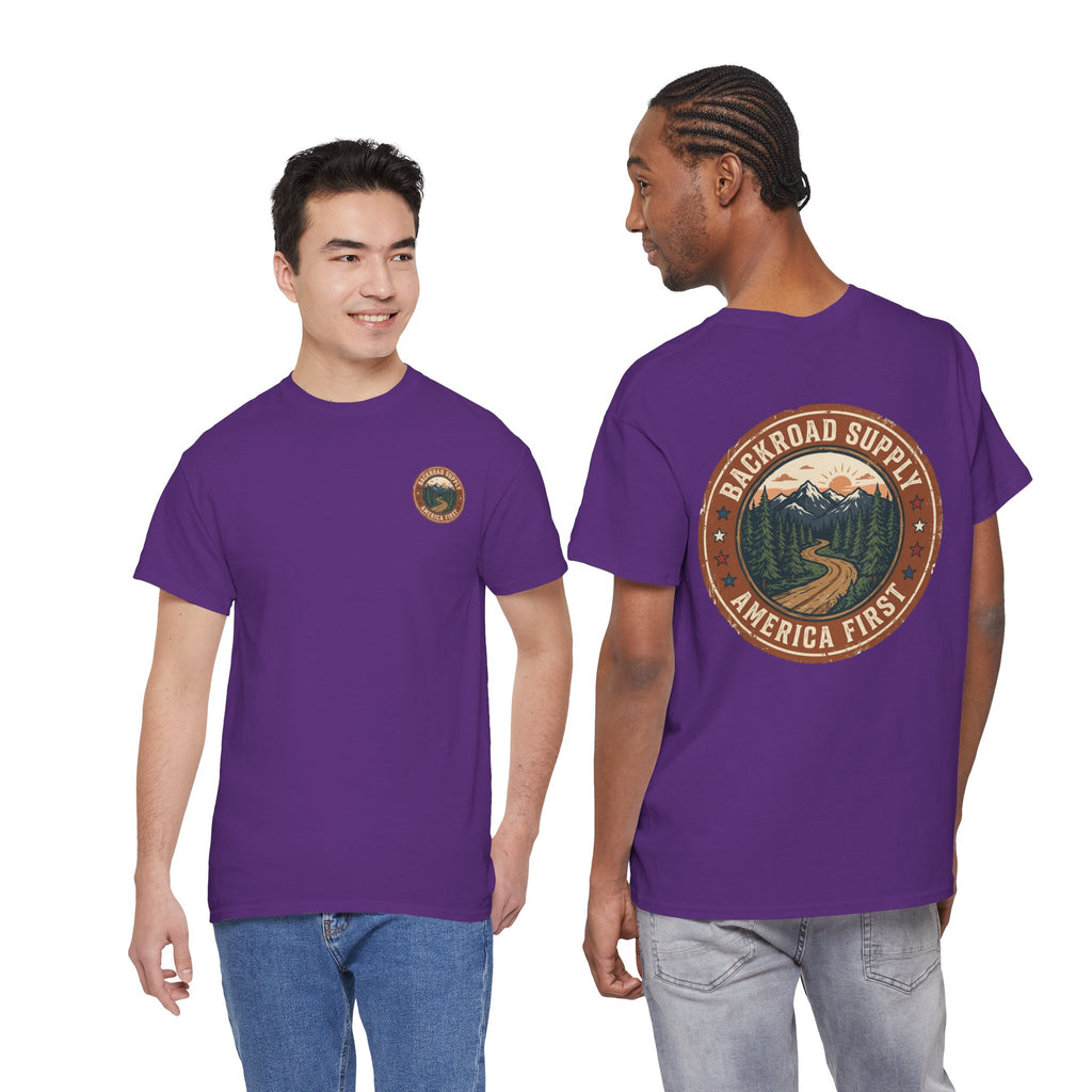 Backroad Supply 'America First' Graphic Tee — Vintage Mountain Road T-Shirt