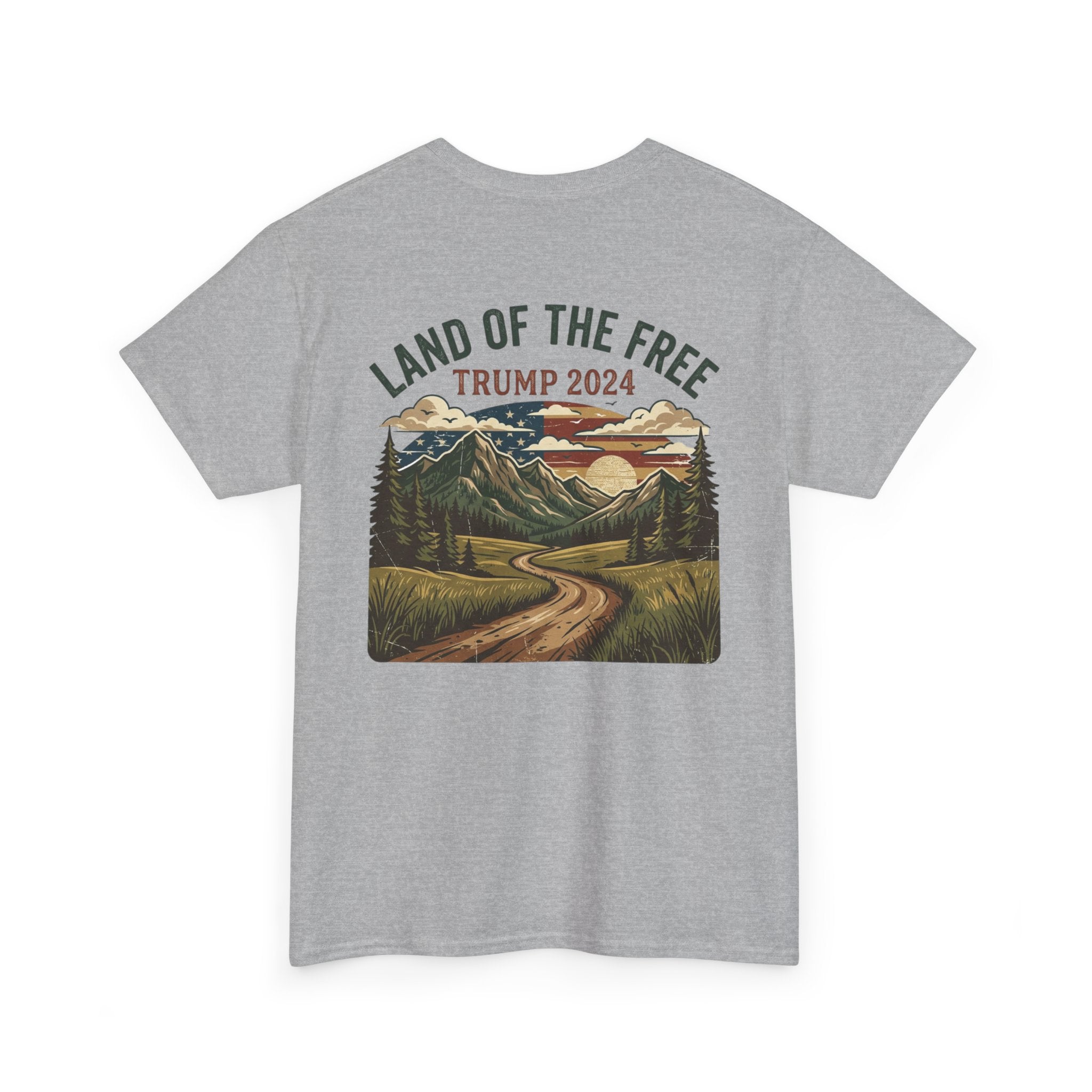 Land of the Free Graphic Tee – Vintage Mountain Campaign Design
