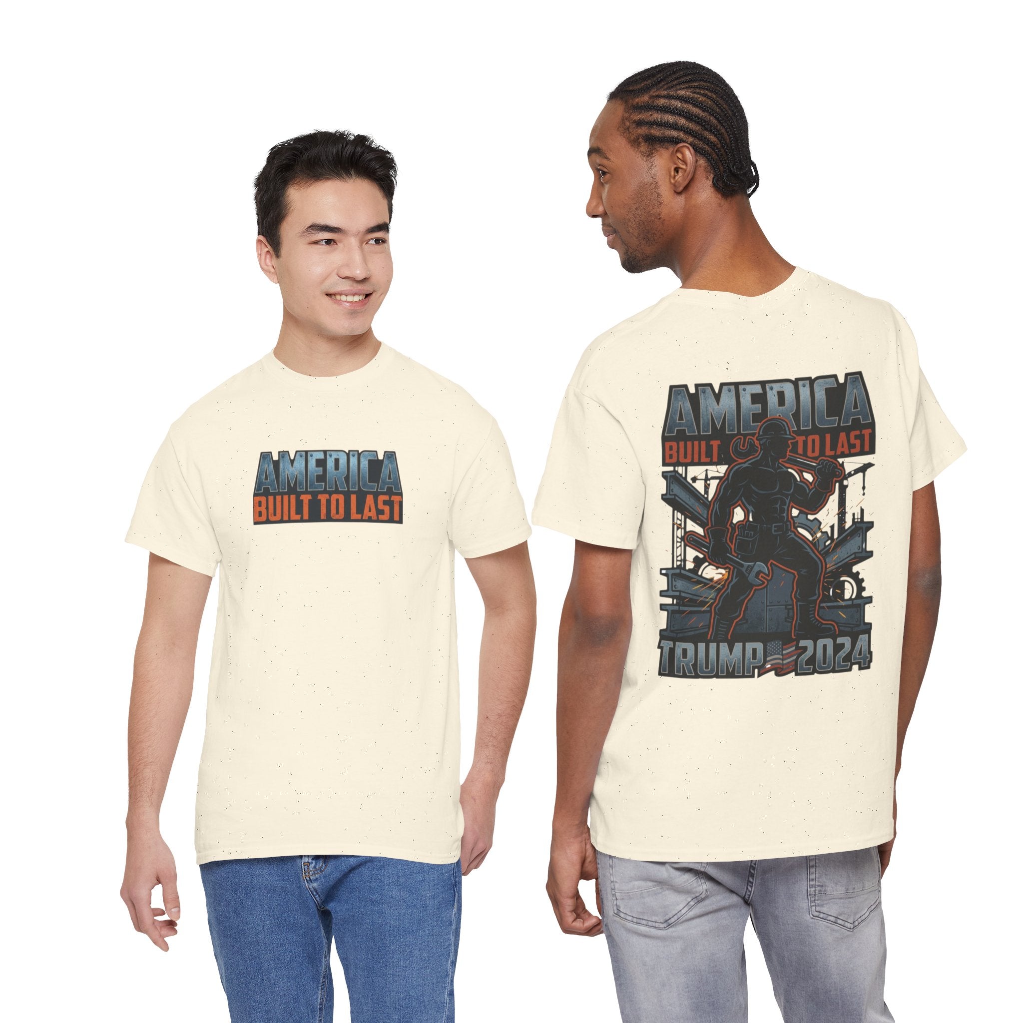 America Built to Last Tee — Trump 2024 Patriotic Graphic T-Shirt