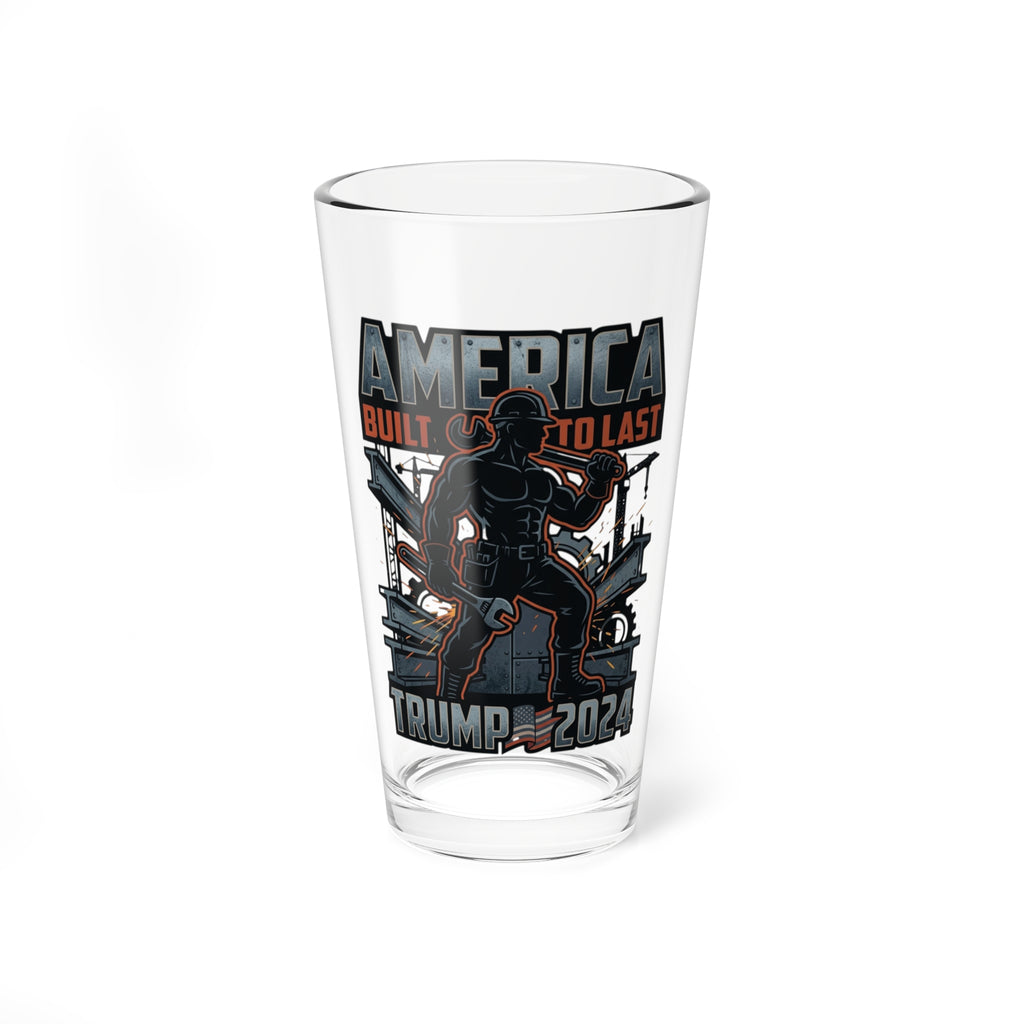 Mixing Glass — "America Built to Last" Patriotic Trump 2024 Pint Glass