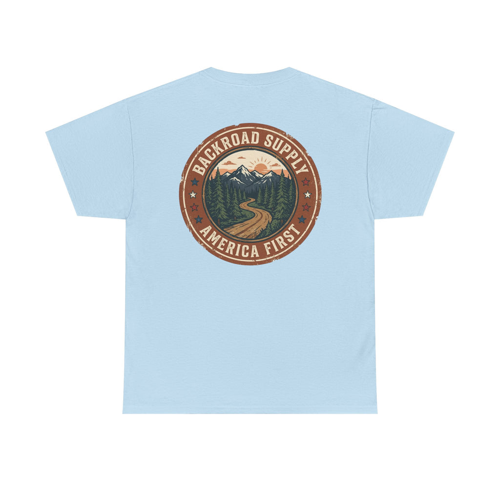 Backroad Supply 'America First' Graphic Tee — Vintage Mountain Road T-Shirt