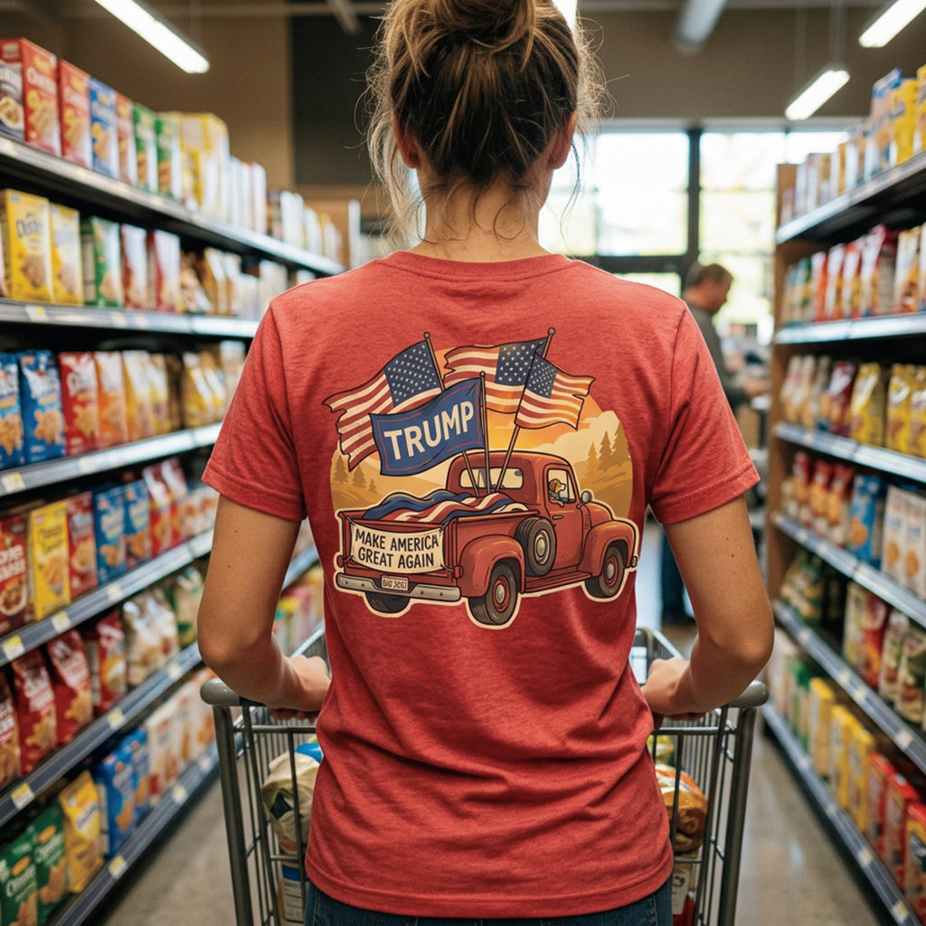 Trump Vintage Truck T-Shirt – Make America Great Again Flag Tee